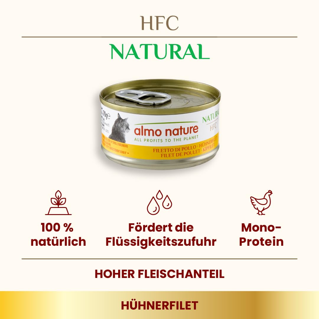 Almo Nature Hfc Natural Mokra Karma dla Kotów, Filet Z Kurczaka, 24 x 70 g