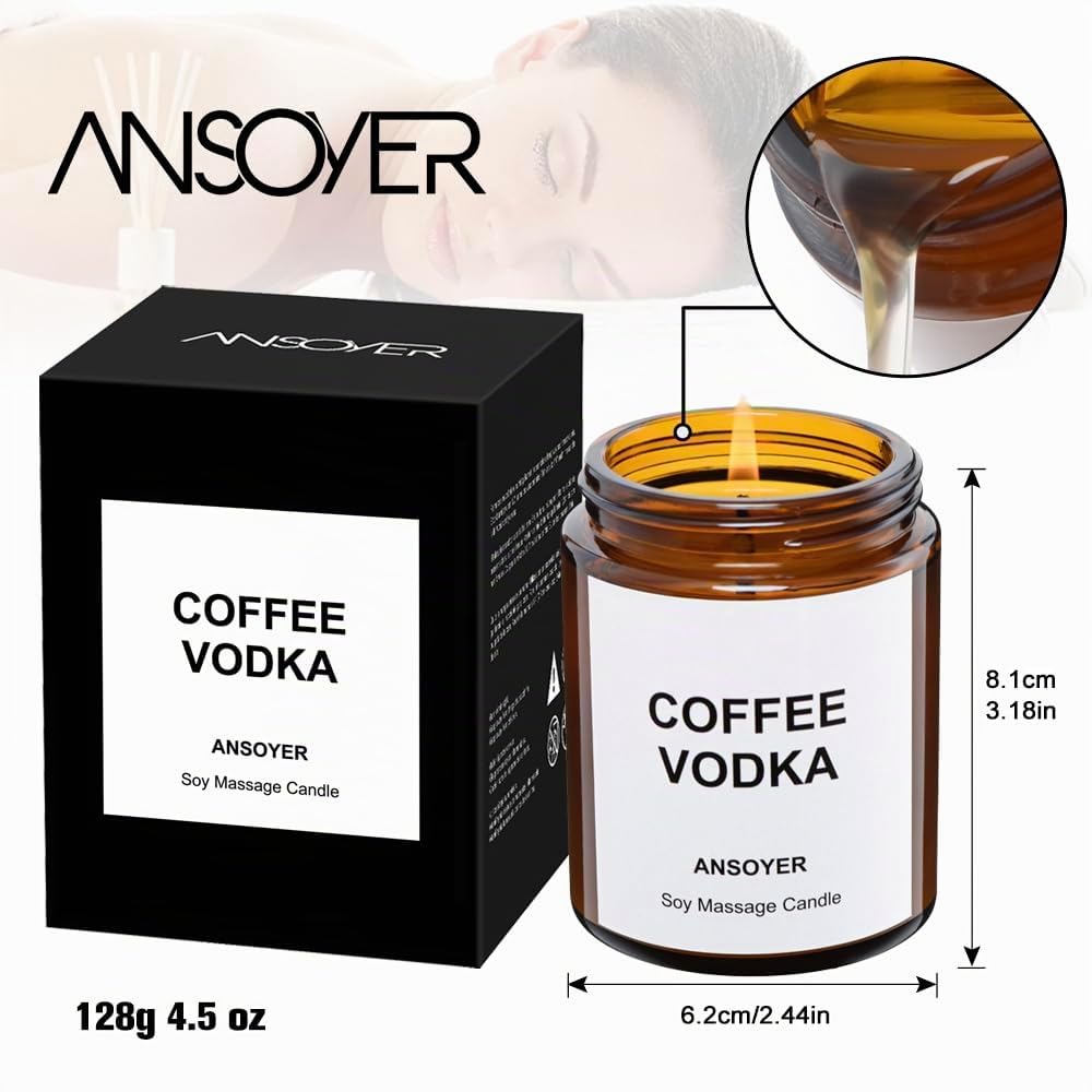 Massagekerze, feuchtigkeitsspendend und nahrhaft für Home SPA (Kaffee Wodka)