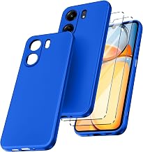 New&Teck Case for Xiaomi Redmi 13C + 2 Tempered Glass Screen Protector, Transparent Soft TPU Silicone Bumper with Reinforced Corners (Blue)