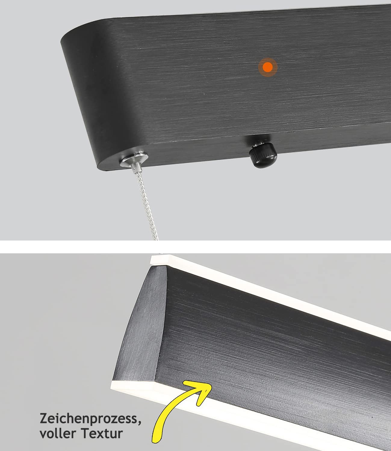 LED Lampa Wisząca do jadalni Nowoczesna ściemnialna długa lampa Wisząca z pilotem Żyrandol z Regulacją Wysokości Akrylowy klosz do Jadalni Biurowe Oświetlenie Kuchenne (czarny, 100cm)
