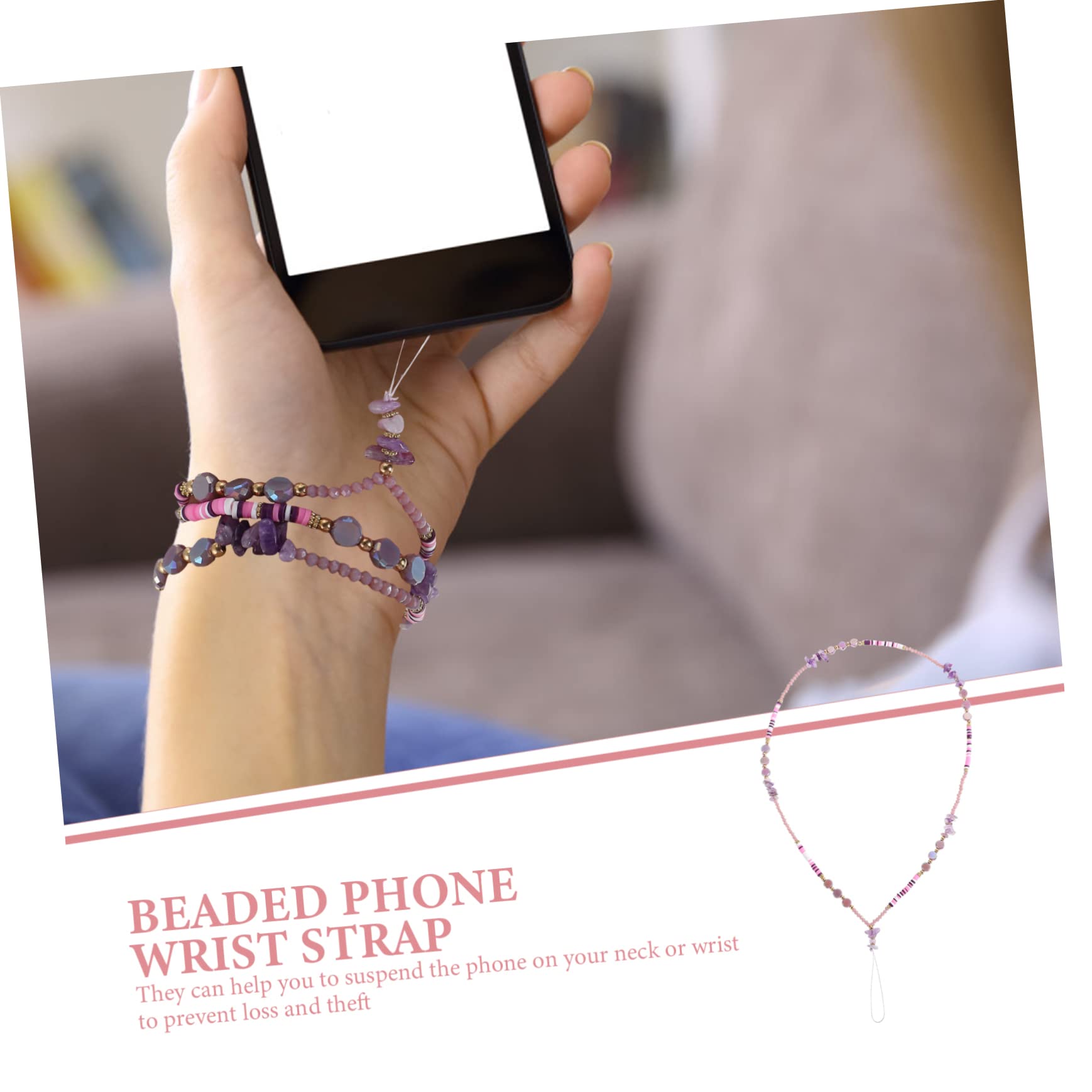 PRETYZOOM 4 Stück Perlen Telefonkette perlenbesetztes Schlüsselanhänger-Armband hängende Handschlaufe Lange Handykette Kamera Hängeband Armband Schlüsselanhänger Armband Schlüsselband Charme