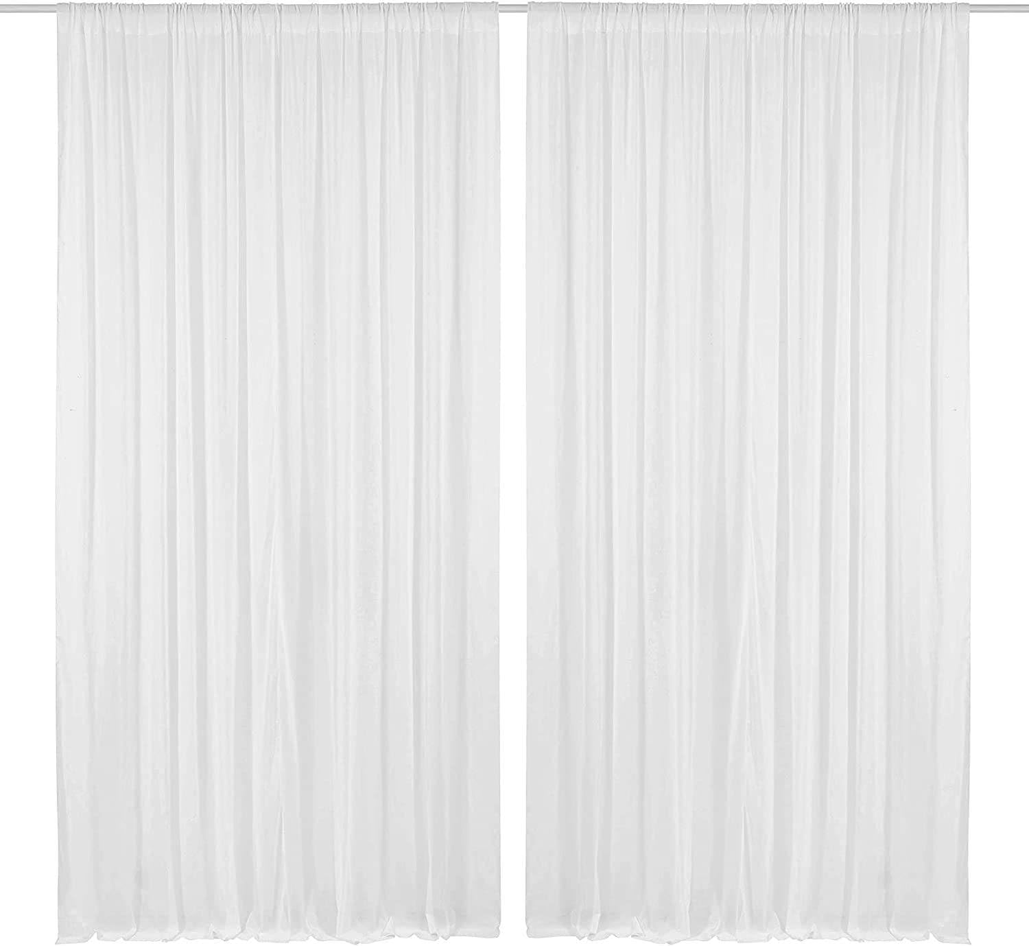 AK Trading Rideaux en Mousseline de Soie pour événements de Mariage et décoration - Rideaux drapés de Toile de Fond (292,1 x 304,8 cm, Blanc)