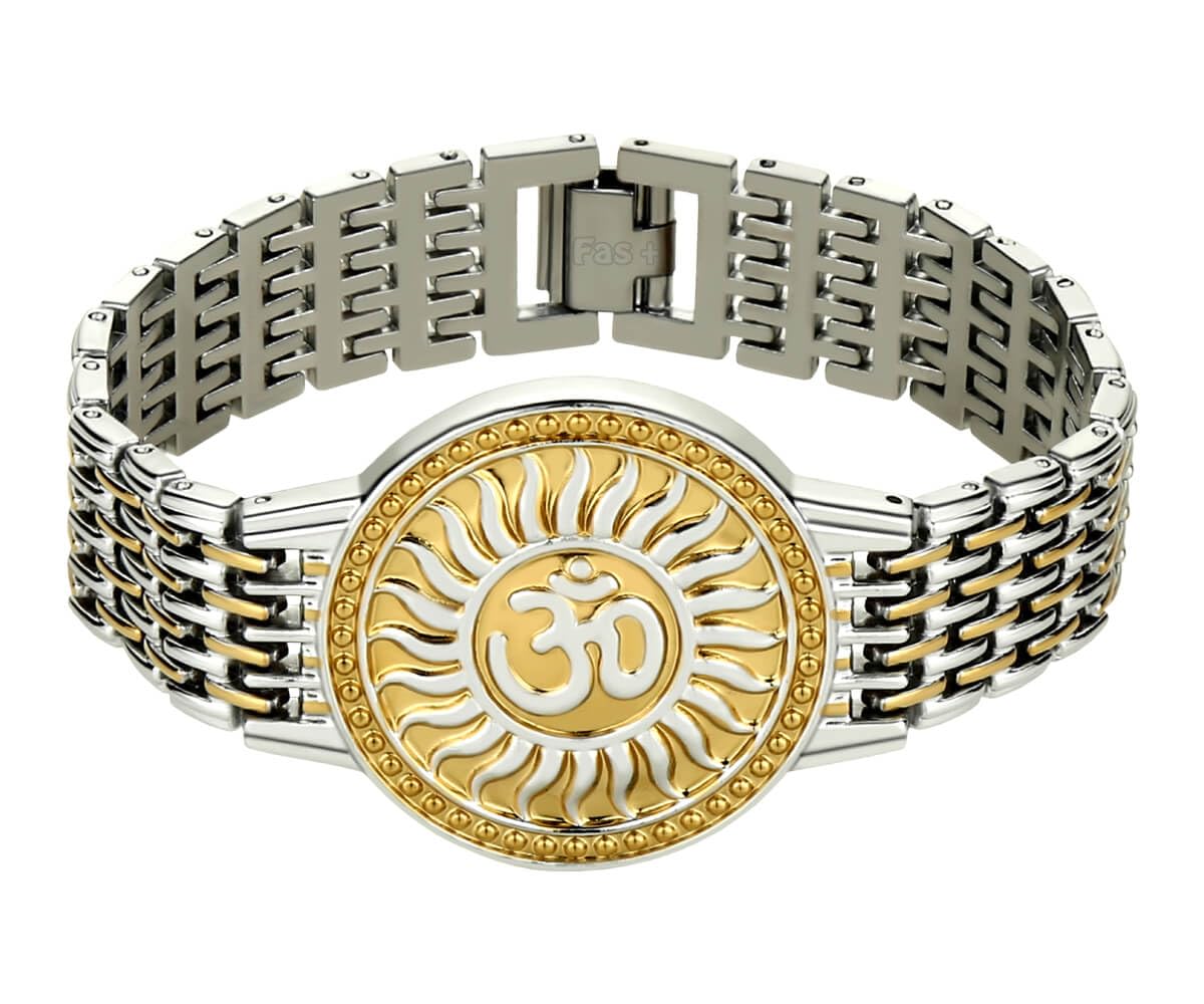 Fas + IB04 Om Suryay Namah Spiritual Radiance Power High Durable Kada Bracelet for Men & Boys
