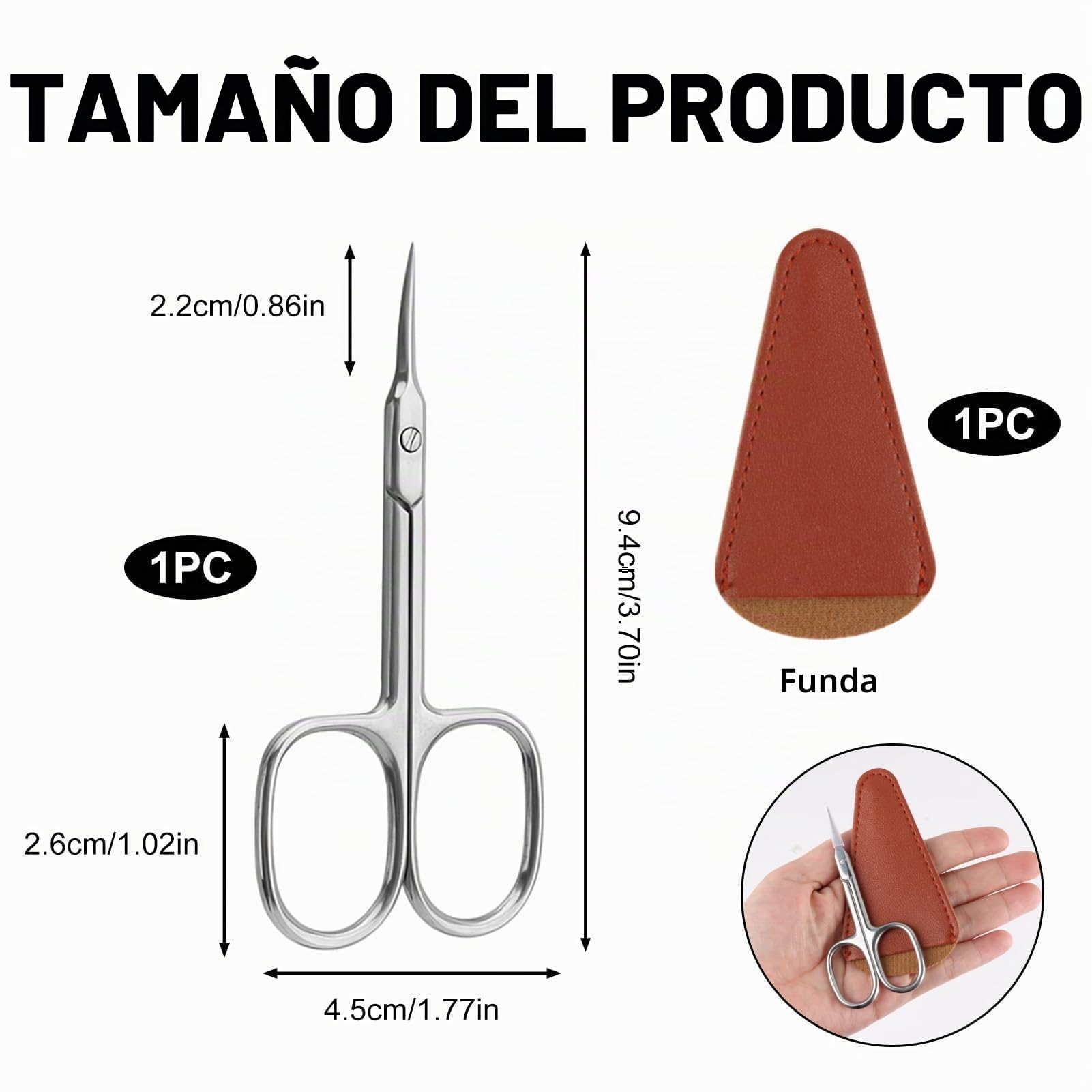 Tijeras Cuticulas Profesionales, Tijeras Cortar Uñas Belleza Curva Extra Afiladas Punta Fina Cortacuticulas Acero Inoxidable para Cejas Uñas Vello Facial Bigote Nariz Piel Muerta Pestañas Manicura