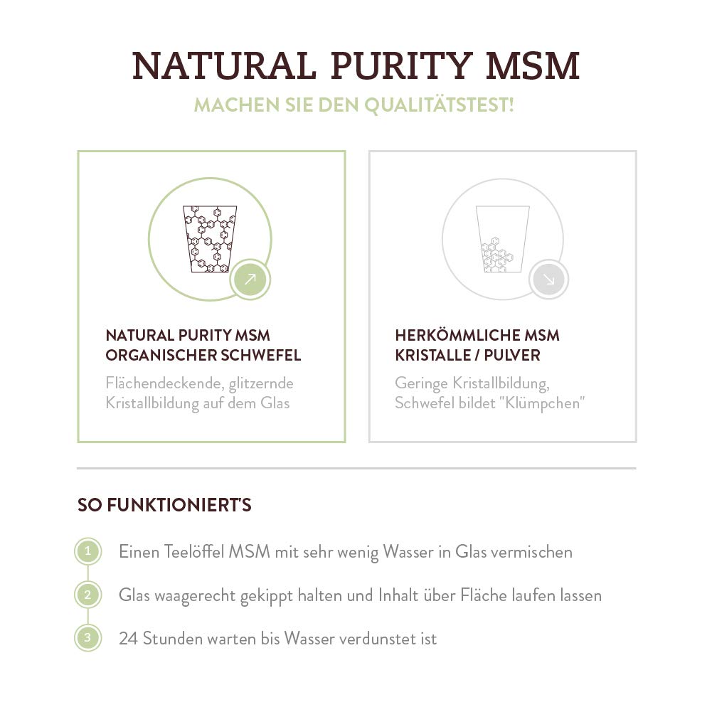 MSM Organischer Schwefel Kristalle (99,9% Methylsulfonylmethan) Natural Purity – 453g reine Kristallform – höhere Bioverfügbarkeit und hochdosierter als Kapseln und Pulver