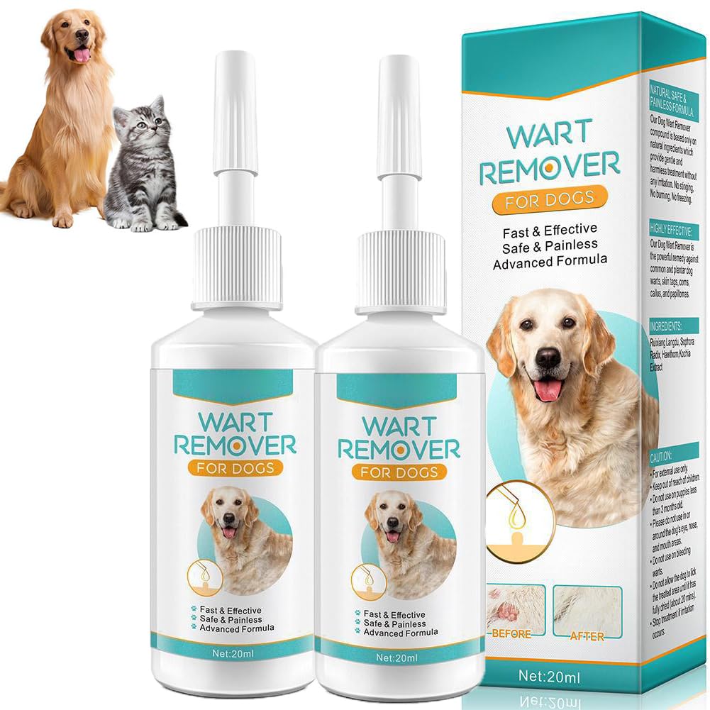 Traitement anti-verrues pour chien – Liquide à action rapide à base de plantes pour papillomes et imperfections canines, traitement de la peau des chiens et des verrues – 20 ml