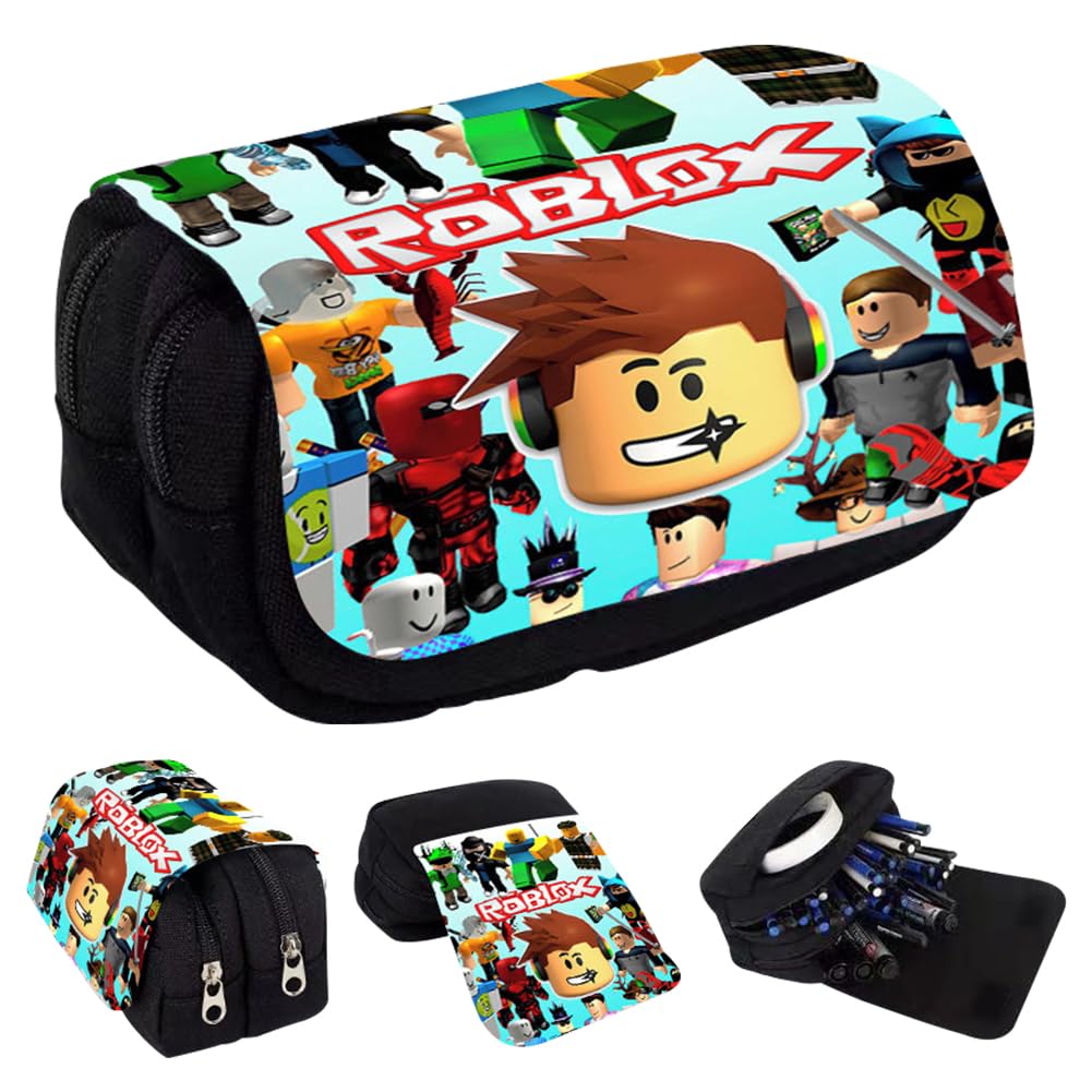 SXJLVND Caja De Lápices De Dibujos Animados, Estuches Escolares De Lápices con Cremallera Funda, 2 Compartimentos Doble Cremallera Portalapices De Papelería Escuela Oficina Gran Capacidad