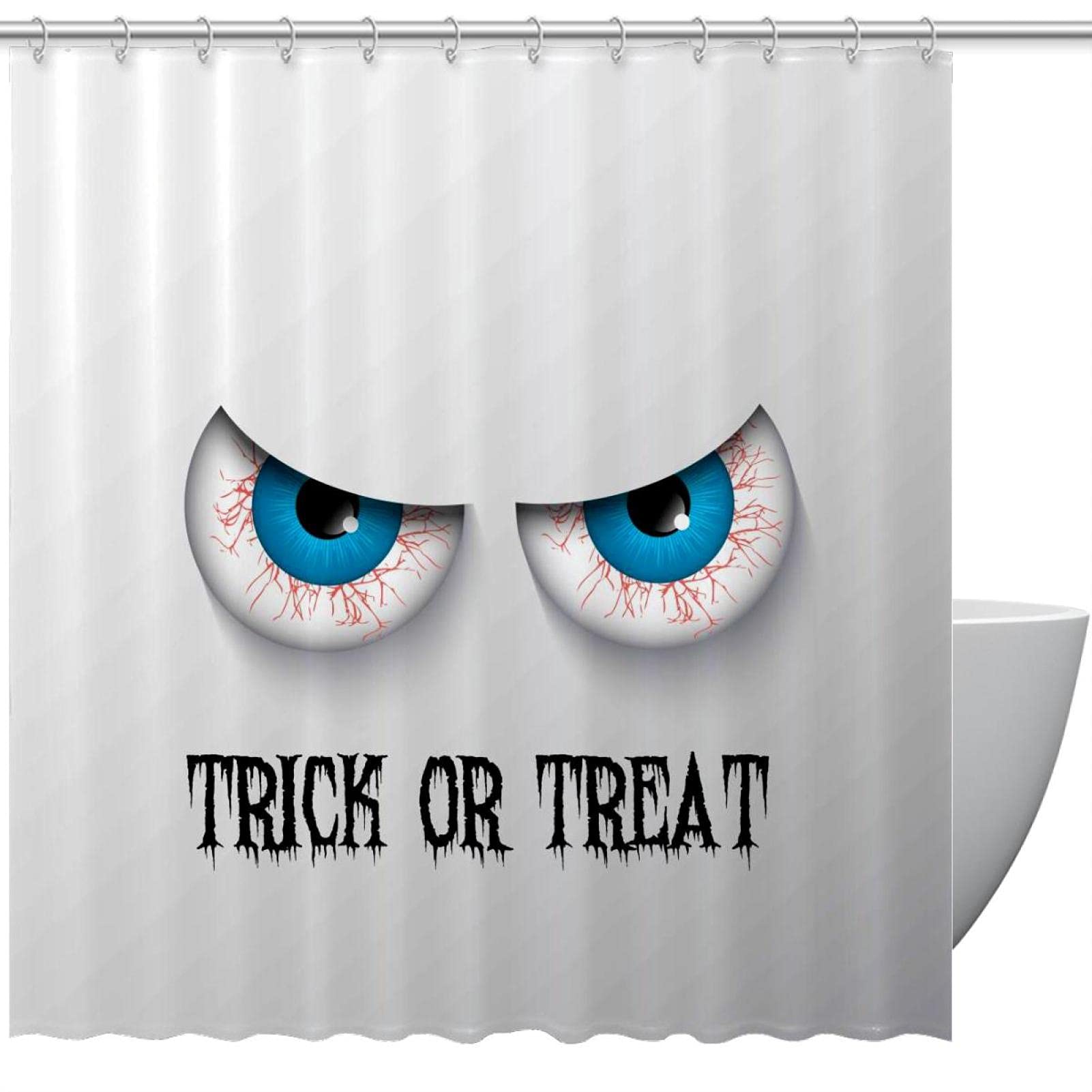 Rideau de douche imperméable Halloween aux couleurs vives avec œil protecteur 183 x 183 cm