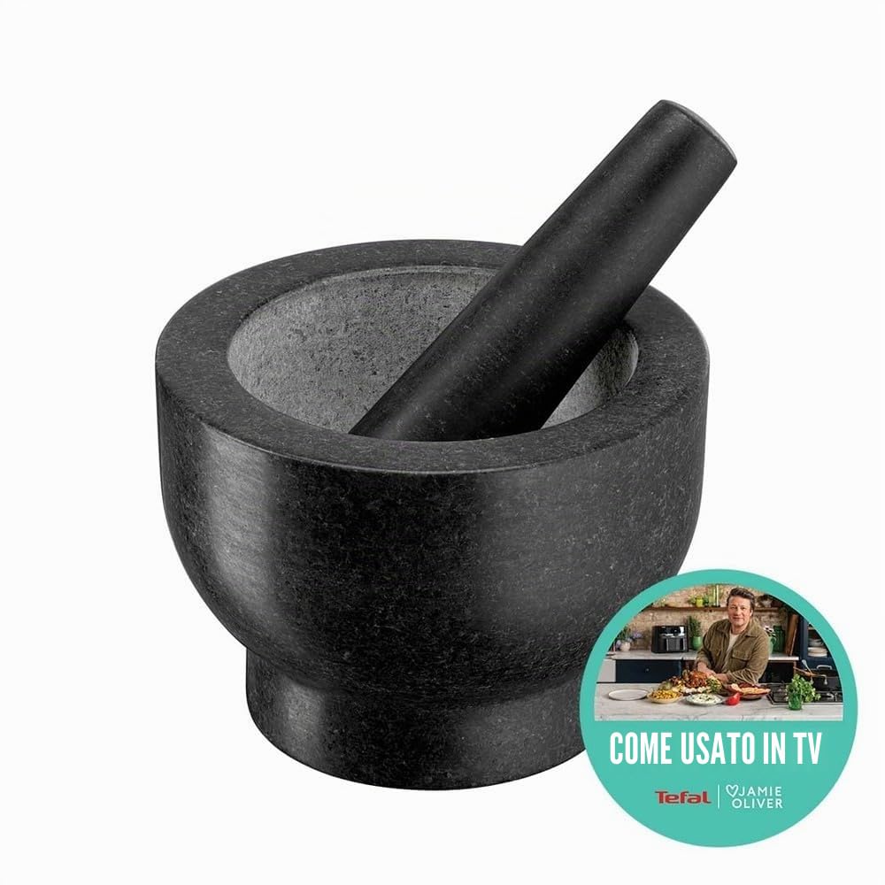 Jamie Oliver by Tefal K1823155 - Mortaio con pestello, granito, 20 cm, grigio