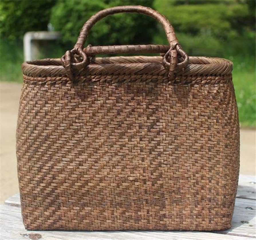 細ひご山胡桃木 蔓 バック かご 籠 巾着 網代編み 可動式持ち手 山葡萄 Amazon.co.jp: 細ひご山胡桃木 蔓 バック かご 籠 巾着 職人
