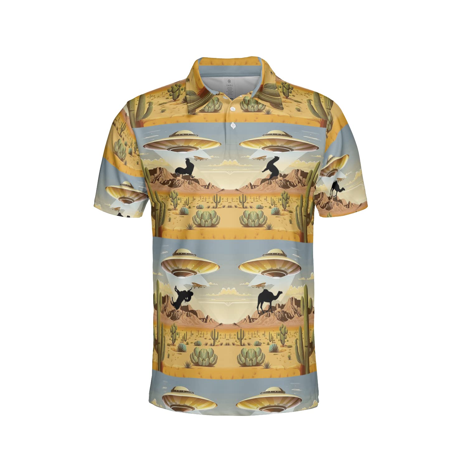 Aliens Polo Shirts for Men - Short Sleeve Golf Shirts 3D Print Mens Polo T-Shirt Casual Style Series 62 Size 2XL