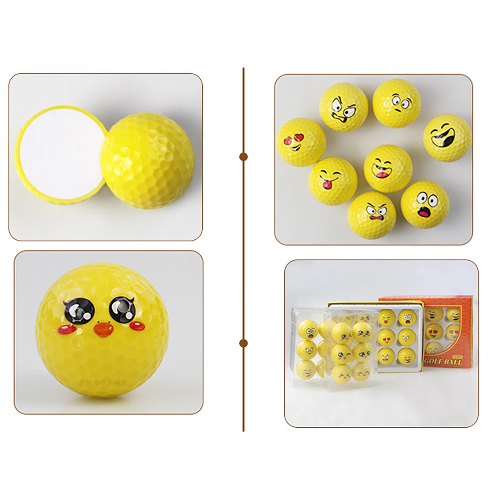 Lustiger Golfball mit Emotions-Gesicht, einzigartige professionelle Übung, Golfball-Zubehör, 12 Stück