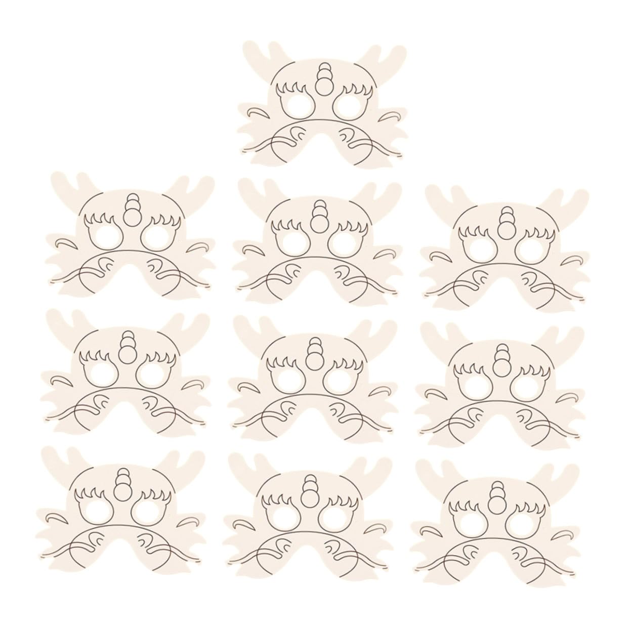 Abaodam 10PCS DIY Paper Dragon Masks for Blank White Graffiti Coloring Set Creative Sturdy Material for Painting Drawing Artistic Pretend Play Party Craft Supplies