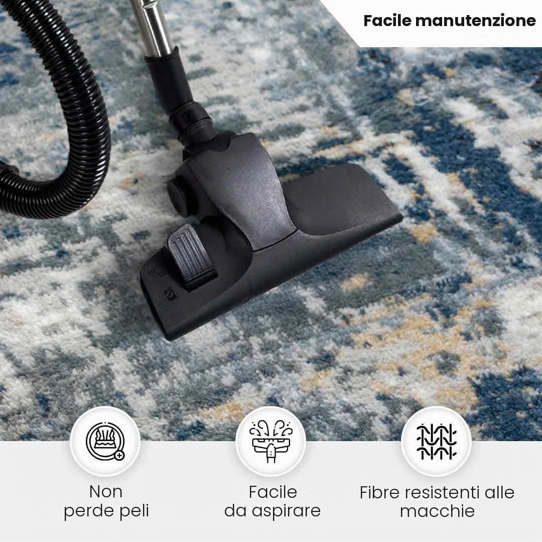 Livabliss Paris Tappeto Salotto Moderno Astratto Tappeto Soggiorno, Camera da Letto, Pranzo Moderni Tappeti Effetto Marmo, Morbido e Pelo Corto, Ampio 160x220 cm, Blu, Grigio e Beige