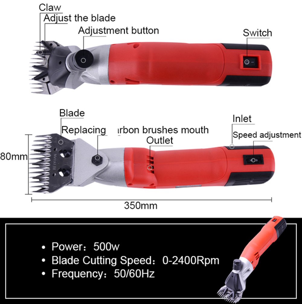 Esquiladoras De Ovejas Cizallas Electricas 500W 13 Dientes Cuchillas Tijeras para Cabras Alpacas Llamas Pelaje Grueso Animales Granja Ganadería Suministros para Mascotas 110V/220-240V