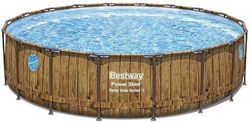 Bestway Power Steel Swim Vista 56976E - Juego de piscina redonda sobre el suelo de 18 pies