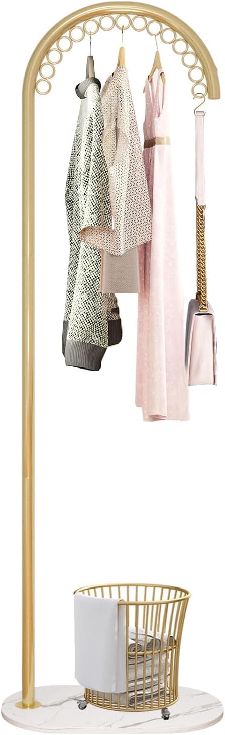 New Mark Imp exHanger Rack Slim Pole Hanger Clothes Rack Stand Clothes Storage with 15 Hooks Freestanding Coat Rack Metal, Width 20.9 x Depth 11.8 x Height 63.8..WHITE