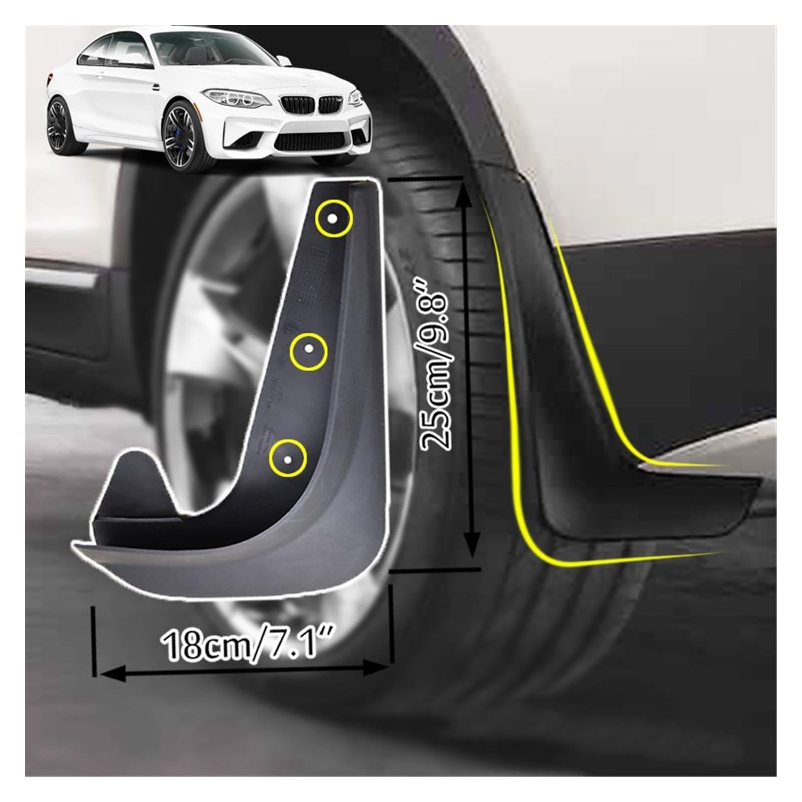 Paraspruzzi Auto In Gomma - 4 Pezzi Universali, Anteriore E Posteriore, Con Viti - Foto 2