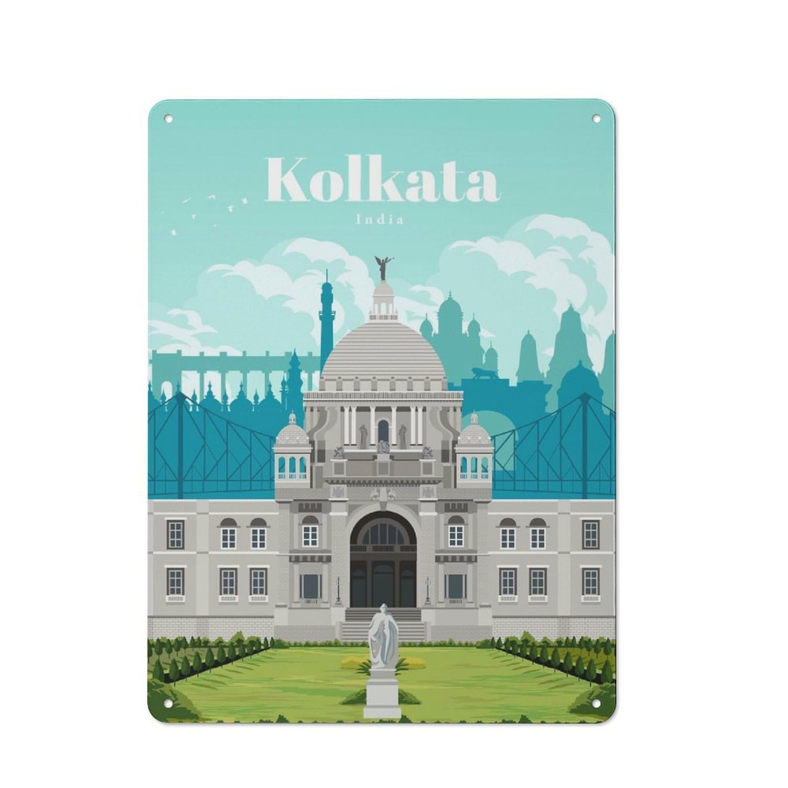 Junmoney Visit Kolkata Rustic Tin Wall Sign 40X30cm, Kitchen Wall Decor For Bakery, Diner, Cafe Or Family Room