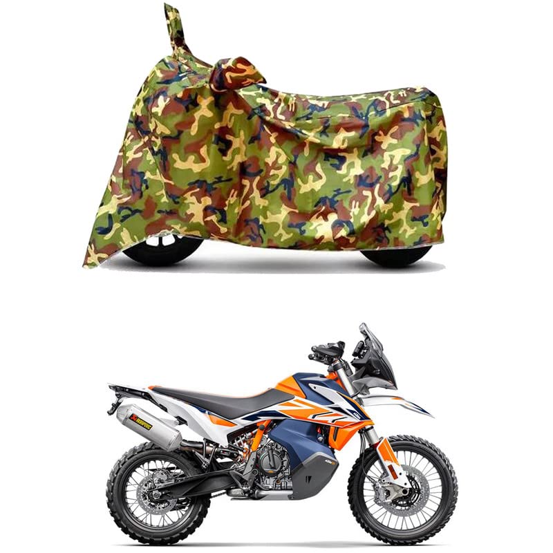 Image of Waterproof 100% PVC Coated Bike Scooty Two Wheeler Body Cover Compatible for KTM 490 Adventure STD /UV-Rays /Heat Protection /Birds Dropping /Scratchproof /Dust Proof [6X6 Jungle Print]
