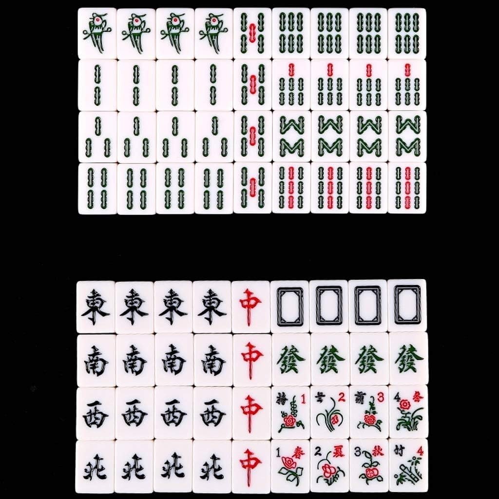 Zestaw płytek MahJongg Zestaw chińskiego mahjonga 144 płytek z torbą podróżną Zestaw do gry w chińskiego mahjonga(Blu,40#)