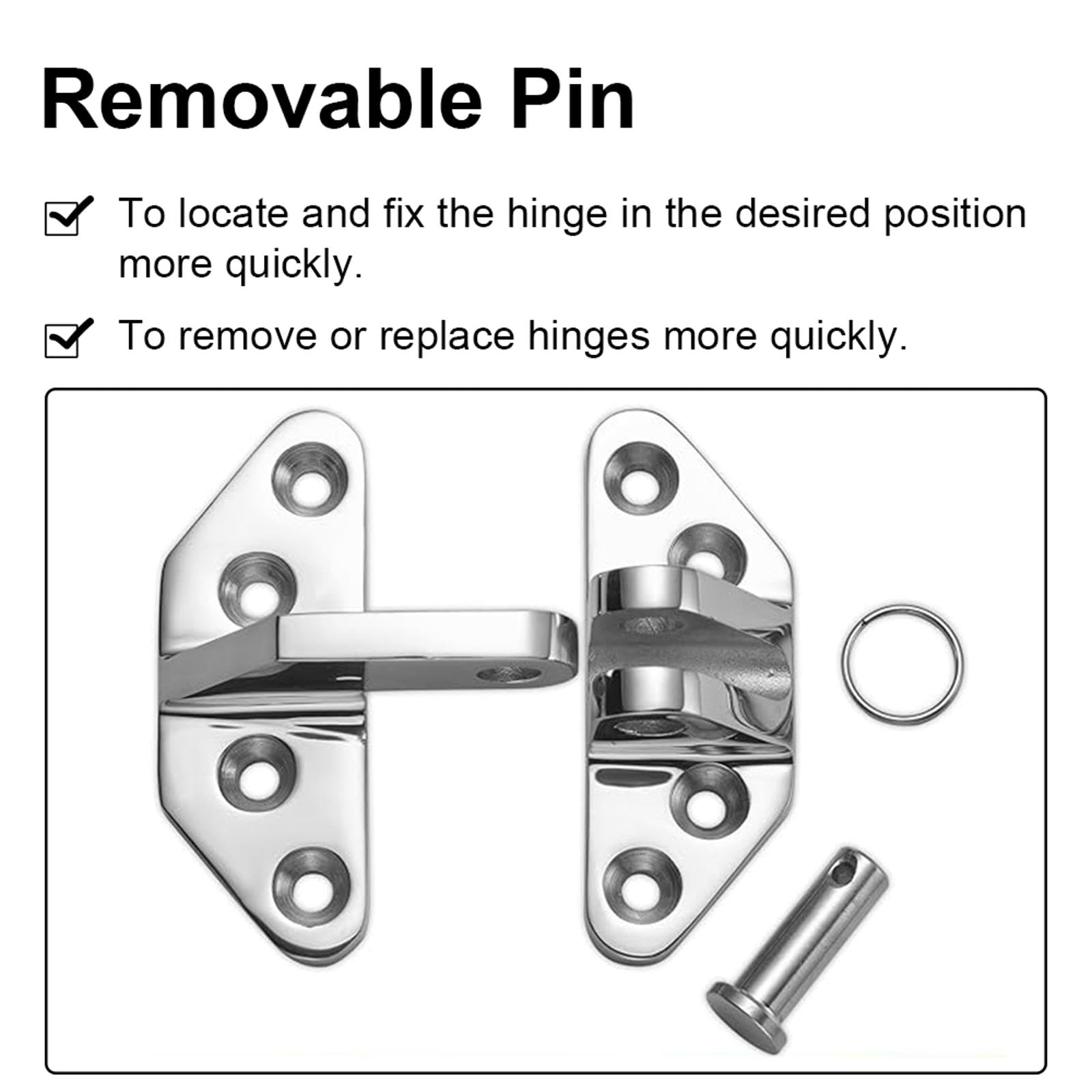 TopHomer Langer Reichweite Lukenscharnier, Scharniere Schwerlast Edelstahl Scharnier abnehmbaren Pin Schiff RV Zubehör Yacht Hardware Marine Hatch Hinge