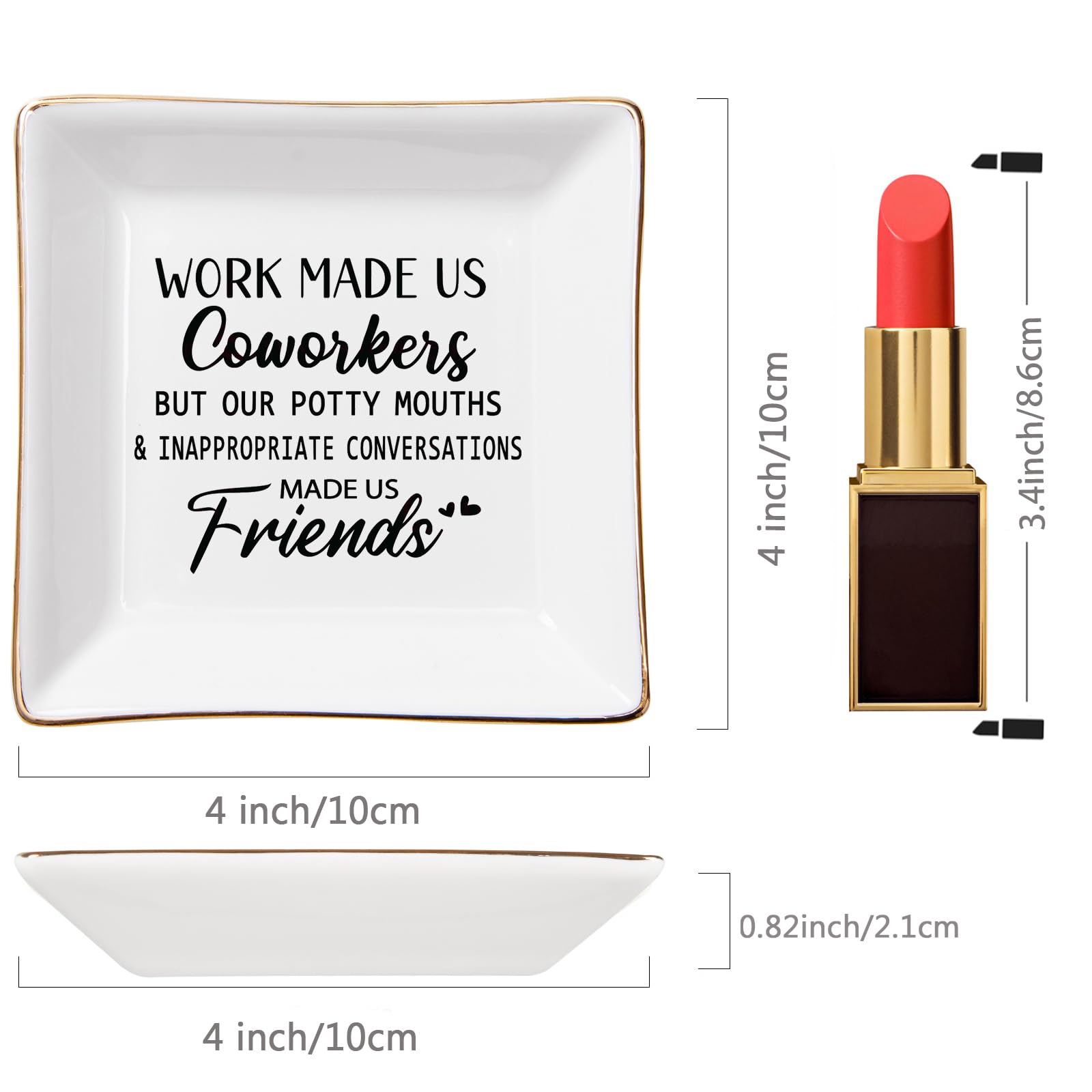 Piudee Coworker Gifts for Women - Work Made Us Coworkers&Friends Jewelry Dish, Farewell Going Away Appreciation Gifts for Coworkers Women Goodbye Thank You Gift Retirement Birthday Christmas Gift
