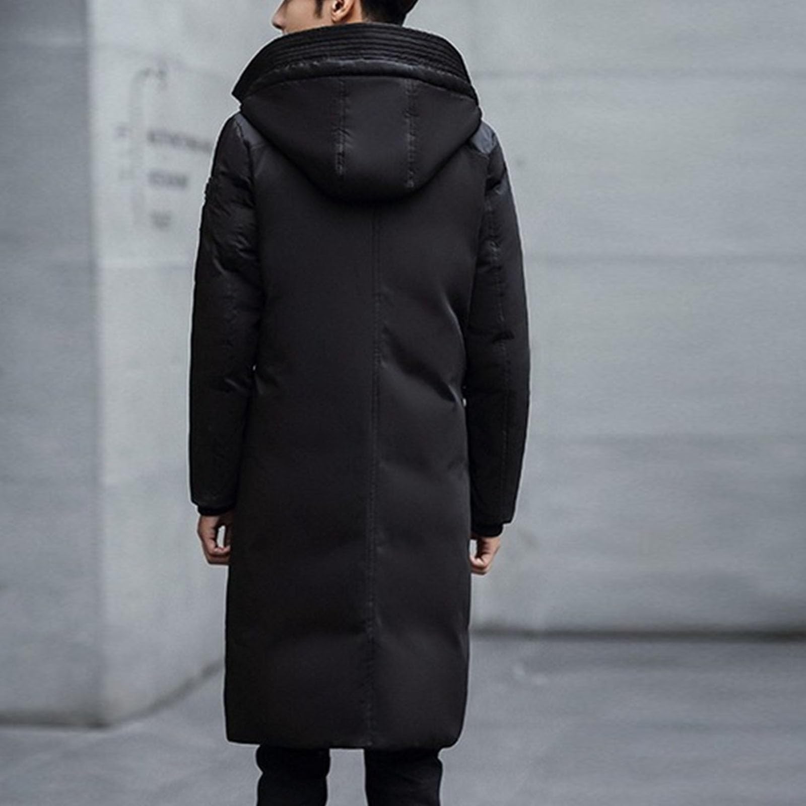 Giacca invernale lunga con cappuccio da uomo, imbottita, idrorepellente, antivento, parka spesso, giacca per il freddo