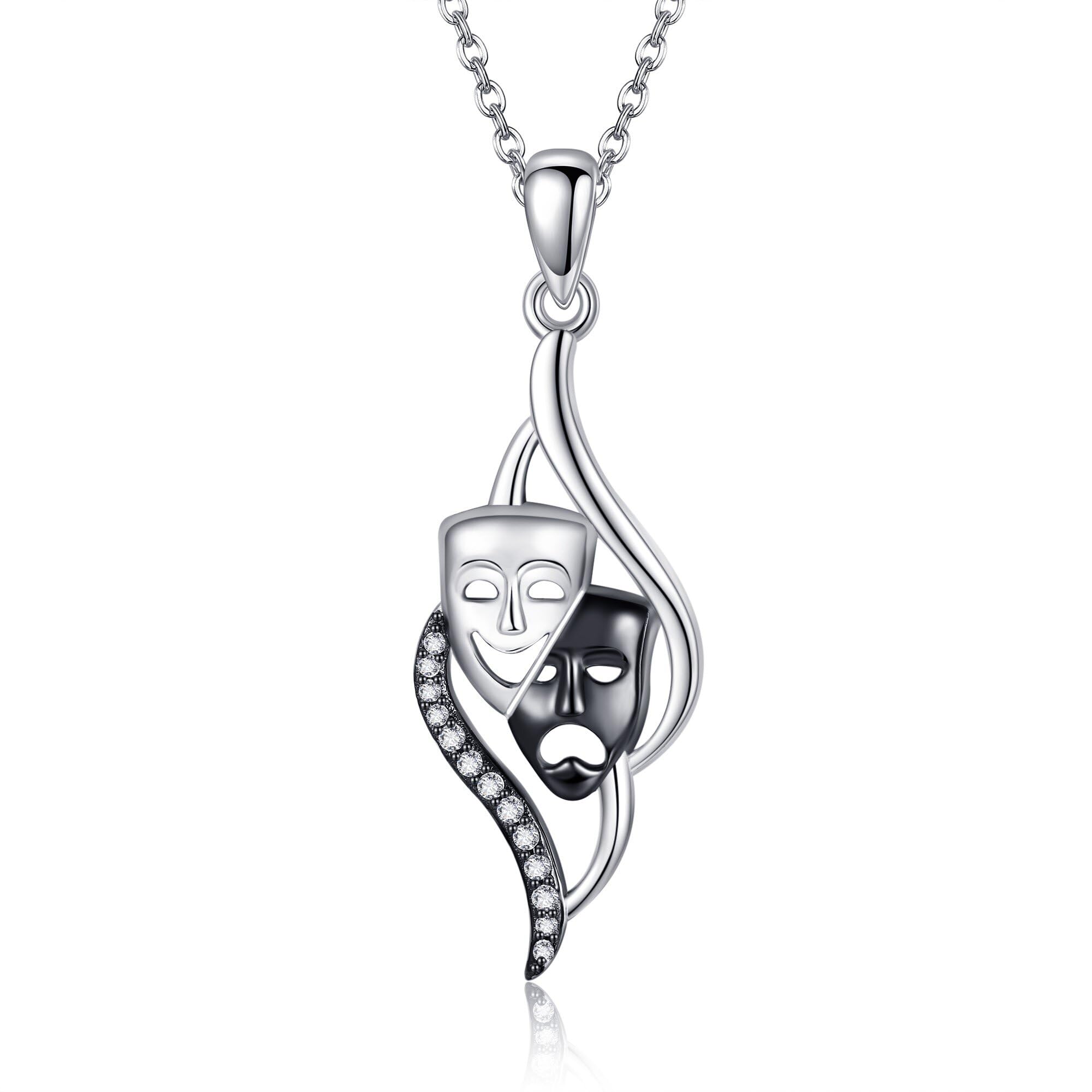 Collana con commedia e maschere tragedia in argento Sterling, per donne