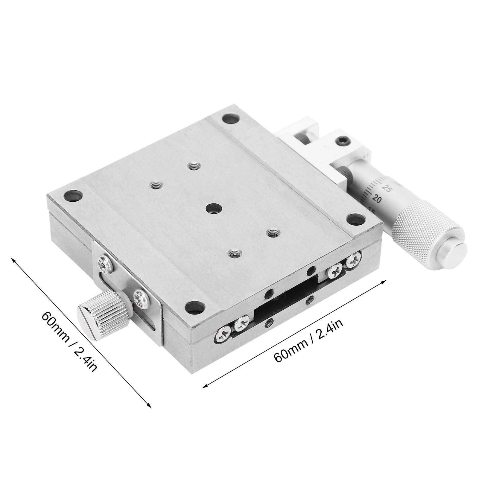 Tavolino di traslazione Scorrevole da 60 x 60 mm, per Regolazione fine e rifinitura, in Acciaio Inox ad Alta precisione per misurazioni ottiche e apparecchiature di Laboratorio.