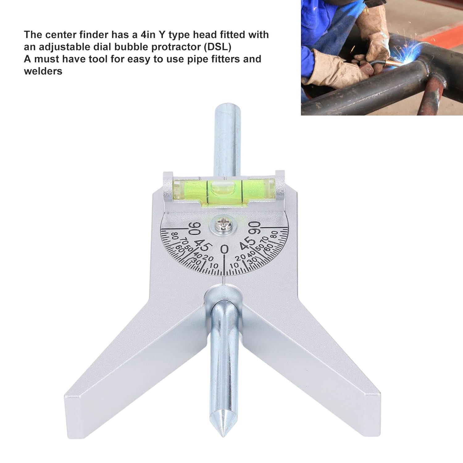 Safety Pipe Marker Centering Tool, Standard 4inch Y Type Head, Measure Pipes 0.5" and Above, Stainless Steel, Efficient and Precise Pipe Marker Centering Tool