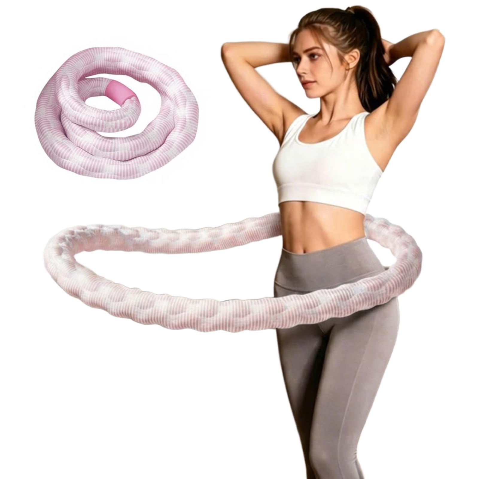 Hula Hoop Reifen Erwachsene, Verbesserter Fitness Reifen mit Gewicht für Erwachsene, Hoola Hoop zum Abnehmen, Weicher Faltbarer Fitness Zubehör für Anfänger und für zu Hause und unterwegs