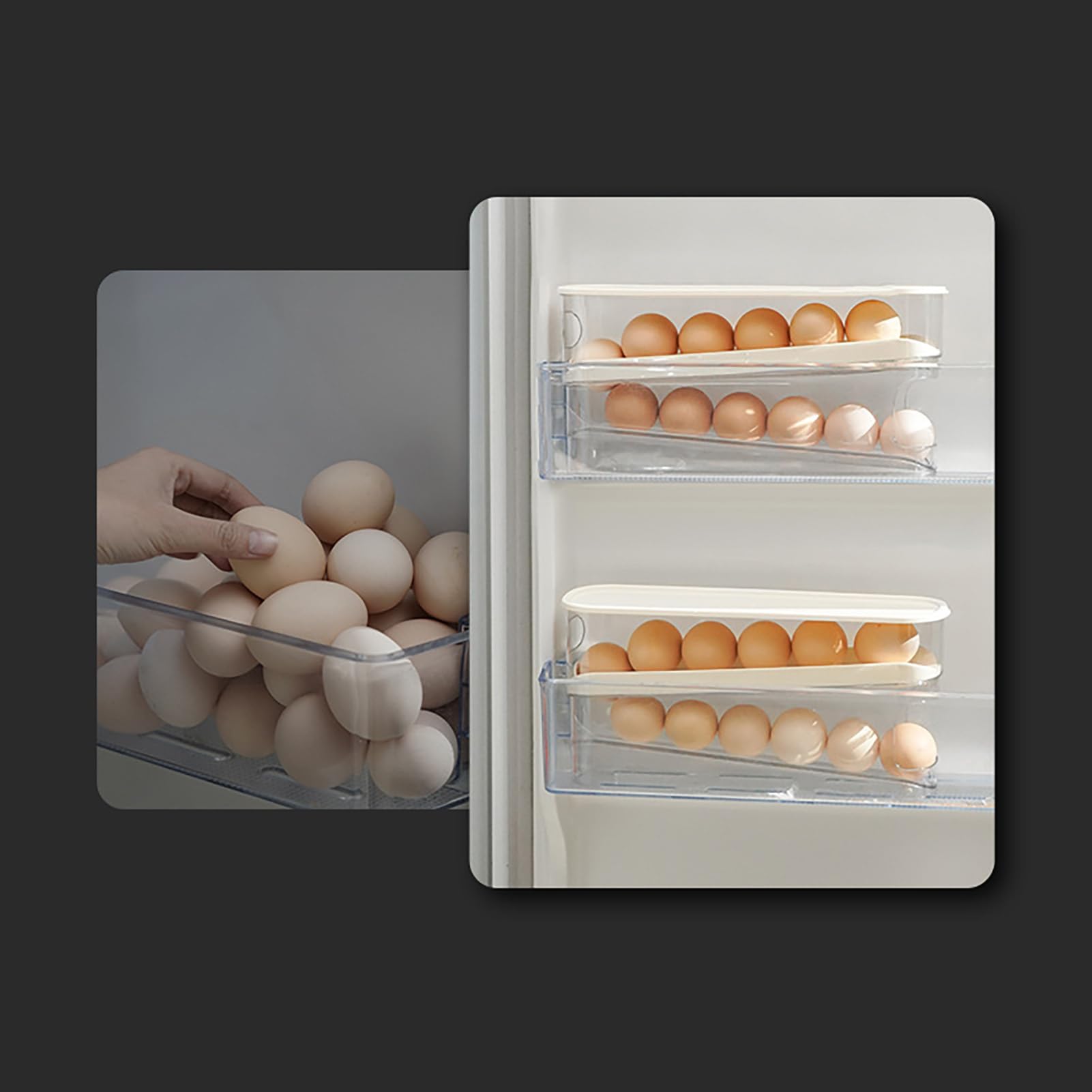 Portauova Per Frigorifero A Rotolamento Automatico - Dispenser Per 24 Uova, Doppio Strato - Foto 4