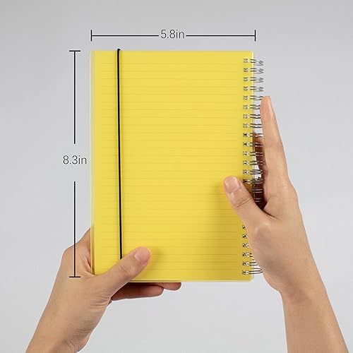 Miniatura 6 de Paquete de 4 cuadernos en espiral con rayas universitarias, papel grueso de 4.23 ozm, diario de escritura A5 con banda elástica, 70 hojas por