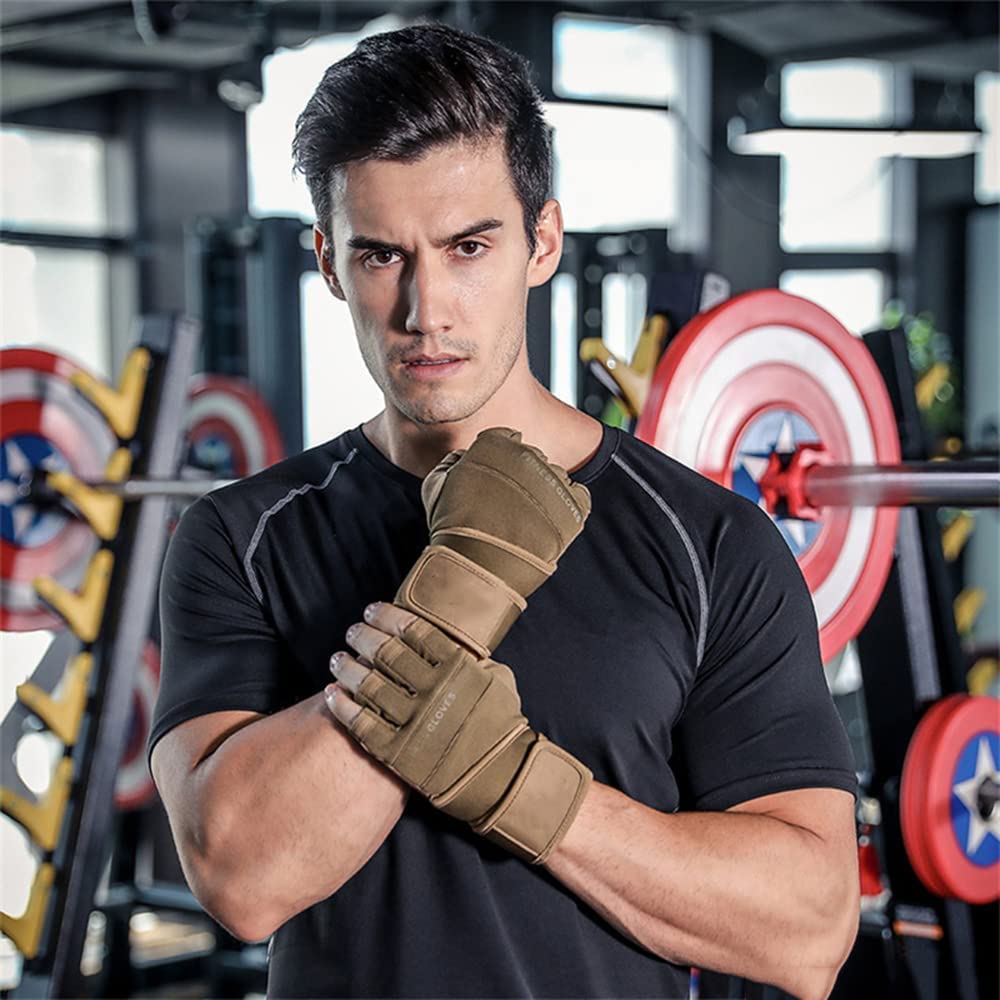 Guantes de Gimnasio para Culturismo, Levantamiento de Pesas, Entrenamiento con Mancuernas, Guantes Antideslizantes para Ejercicios de Entrenamiento, Verde, M