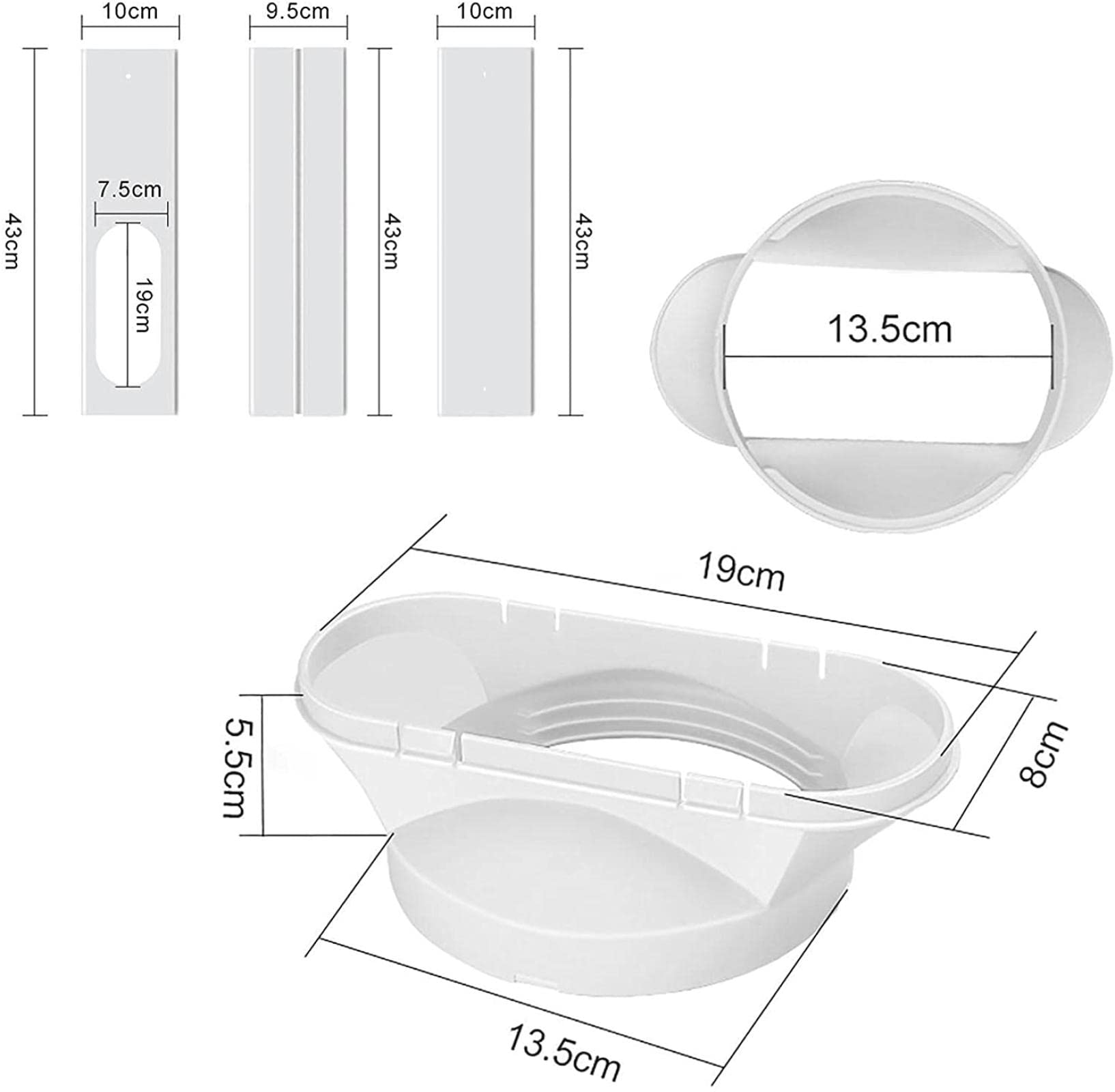 Kit di Scorrimento per finestre Elastiche, Universale per Aria condizionata Portatile, PVC, 1 unità, Bianco Avorio