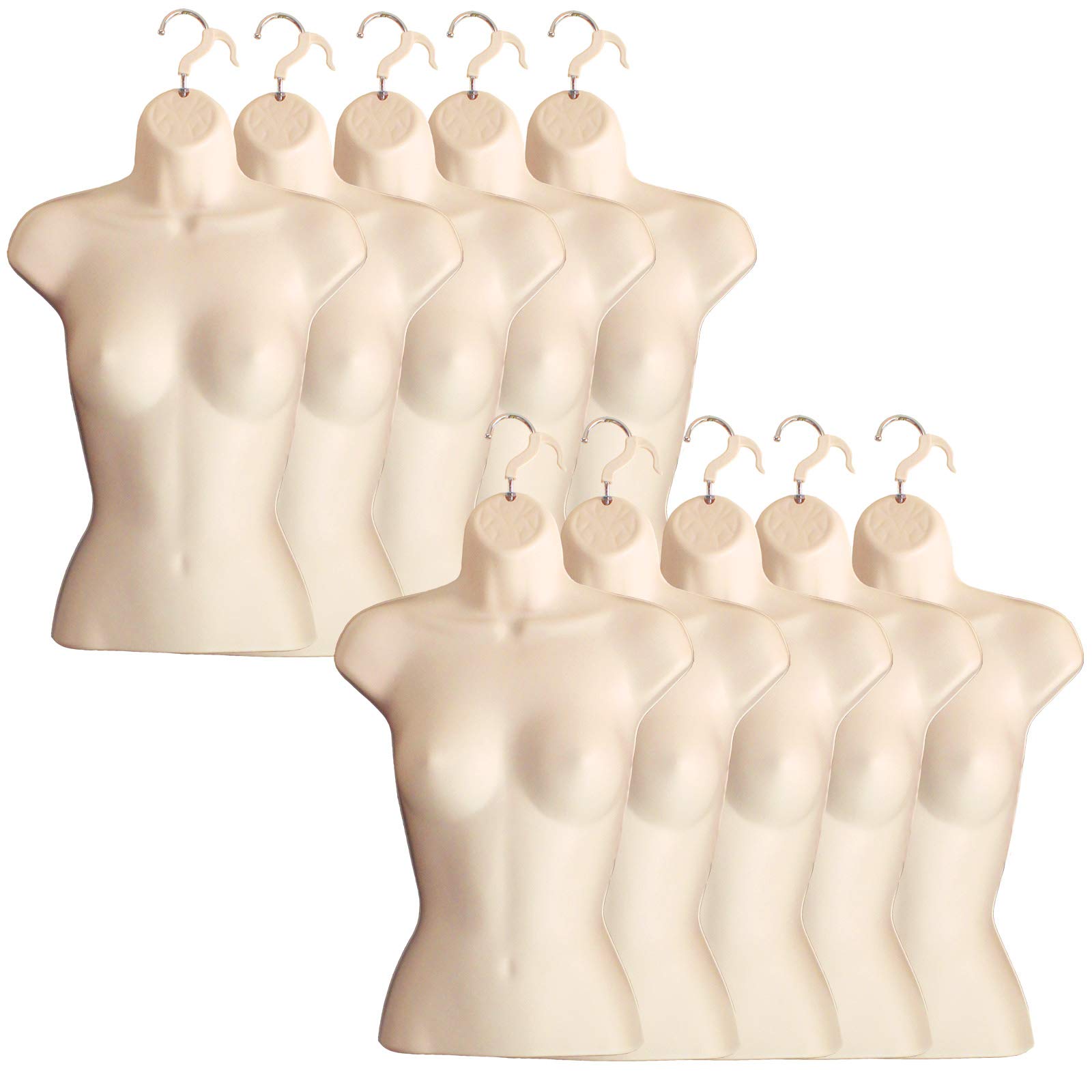 Bulk Set (10) DisplayTown Flesh-Tone Female Torsos for Retail and Photo Shoots (S-M Size)