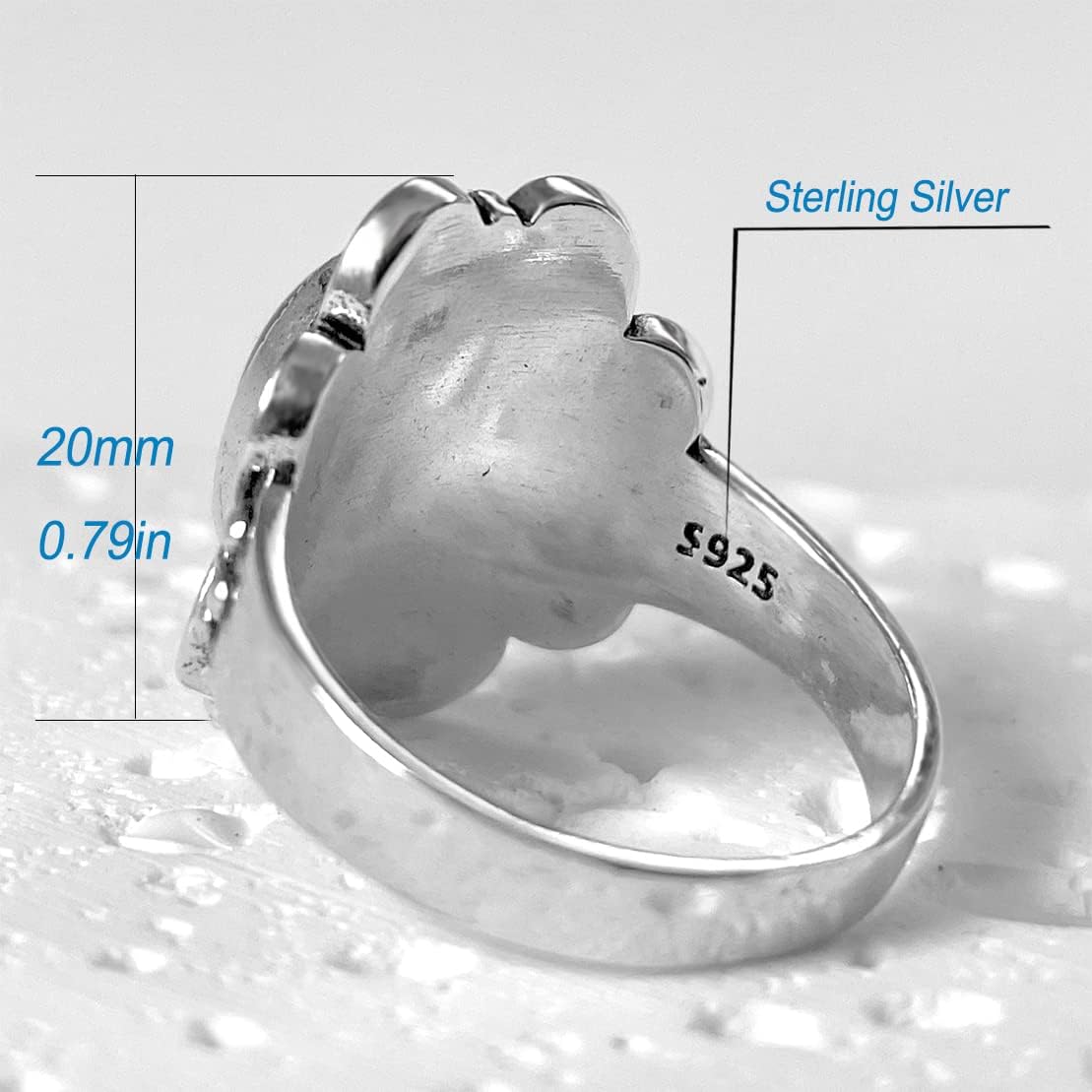 925 Sterling Silver Oval Color Changing Crystal Ring,Retro Mystery Temperature-Control Changeable Gemstone Boho Ring - Image 6