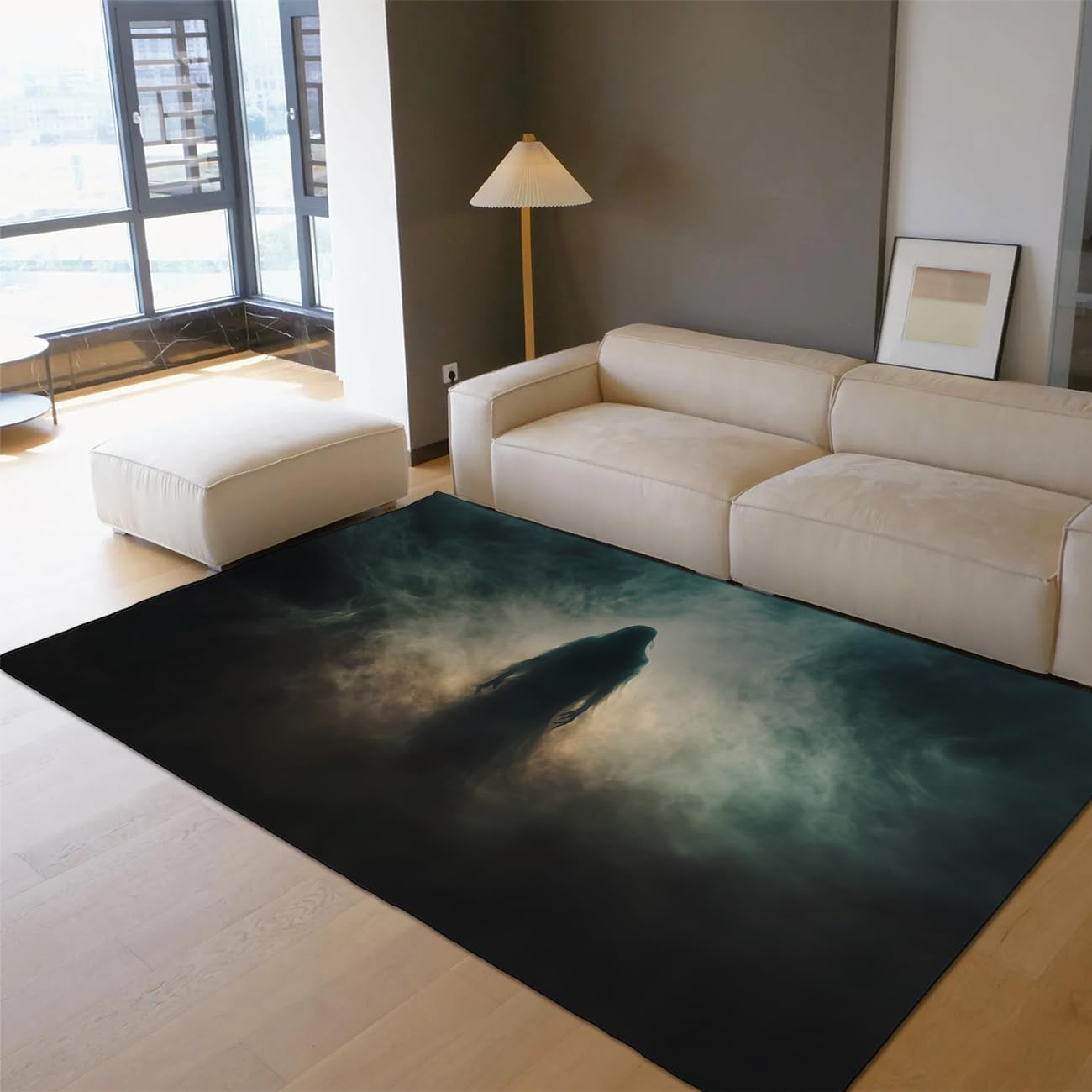 Tapis 200x280cm Silhouette Gothique Lavable antidérapante