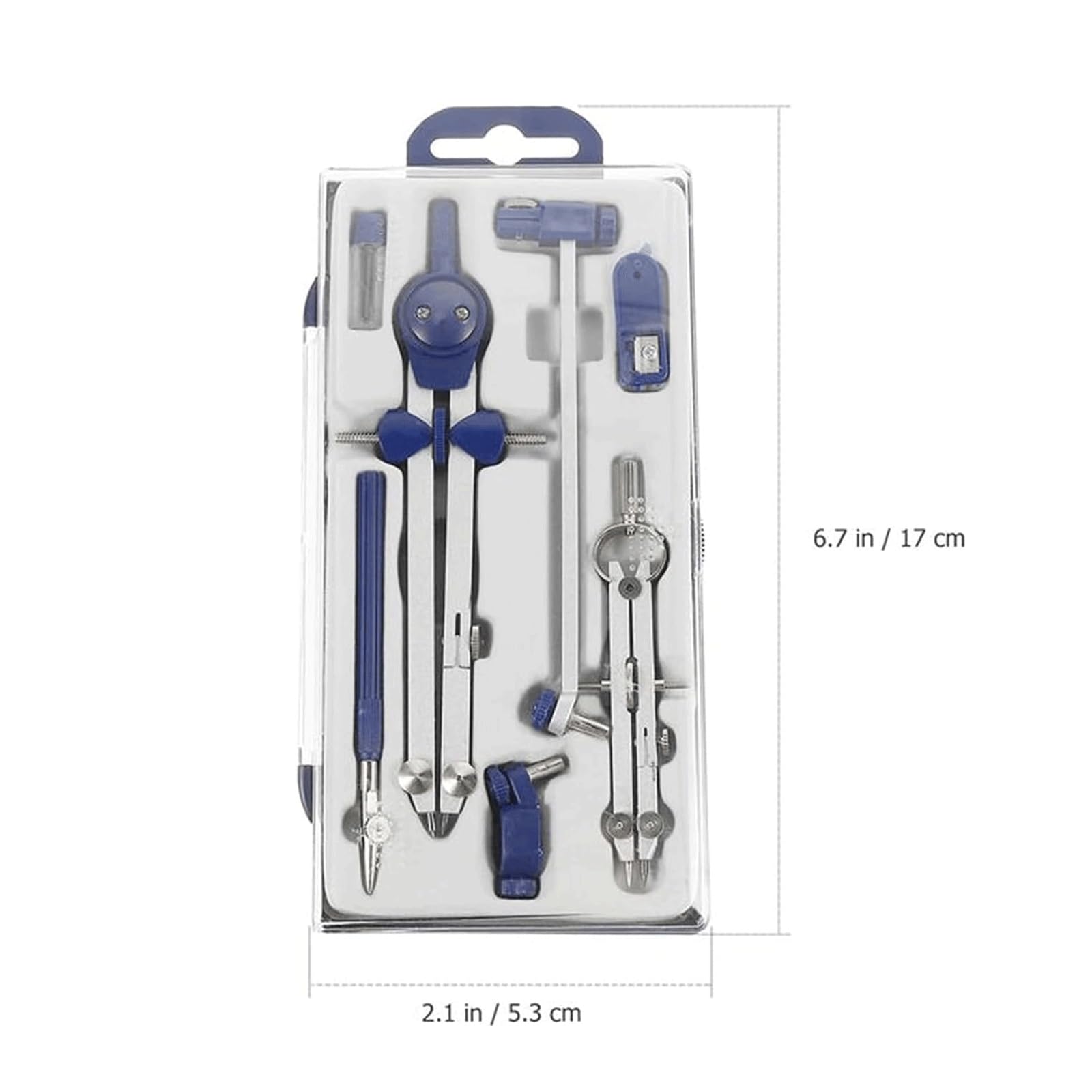 Professionelles Zeichenkompass-Set, Geometrie-Werkzeugset mit Trennwänden, mit Einstellrad und Verlängerungsbalken, Mathe-Kompass-Aufsätzen und Koffer