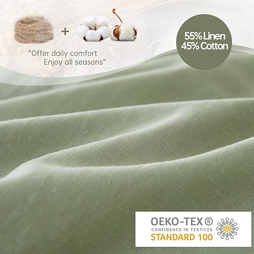 Miniatura 3 de Simple&Opulence Juego de funda de edredón de lino francés, tamaño Queen (88 x 92 pulgadas), 3 piezas (1 funda de edredón, 2 fundas de almohada),