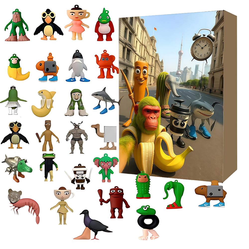 Italian Brain Rot Toys 24 Pcs,QIANSSE Set Brainrot Action Figures Collection Humorous Animal Figurines for Office Desk Fun Gift for Meme Fans