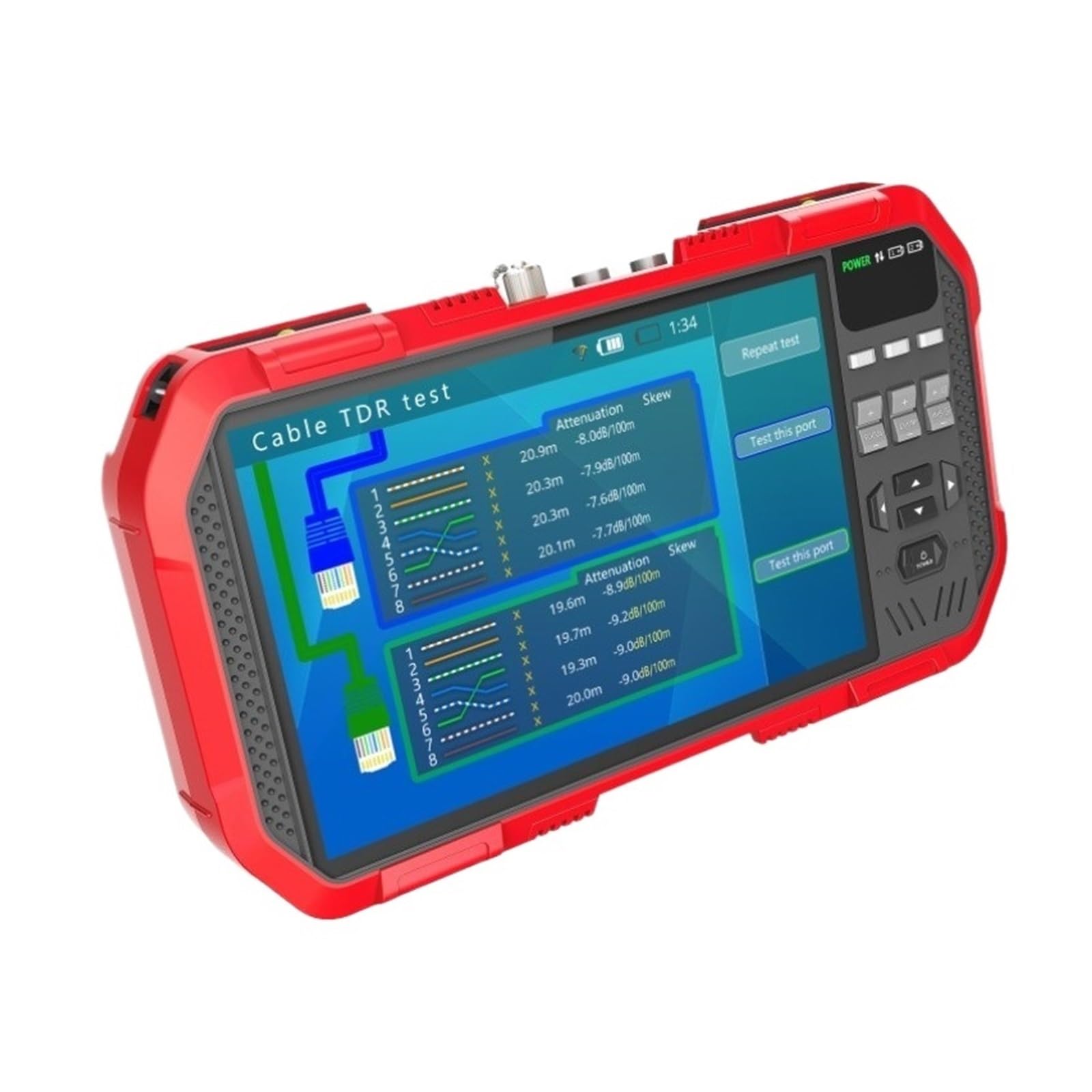 Mooilko Dt-A82 Dt-A86 7 Inch H.265 4K Network Hd Ip Tvi Cvi Ahd Cvbs Cctv Camera Tester Monitor+Tdr Cable Test+Multimeter Network Test(Dt-A82)