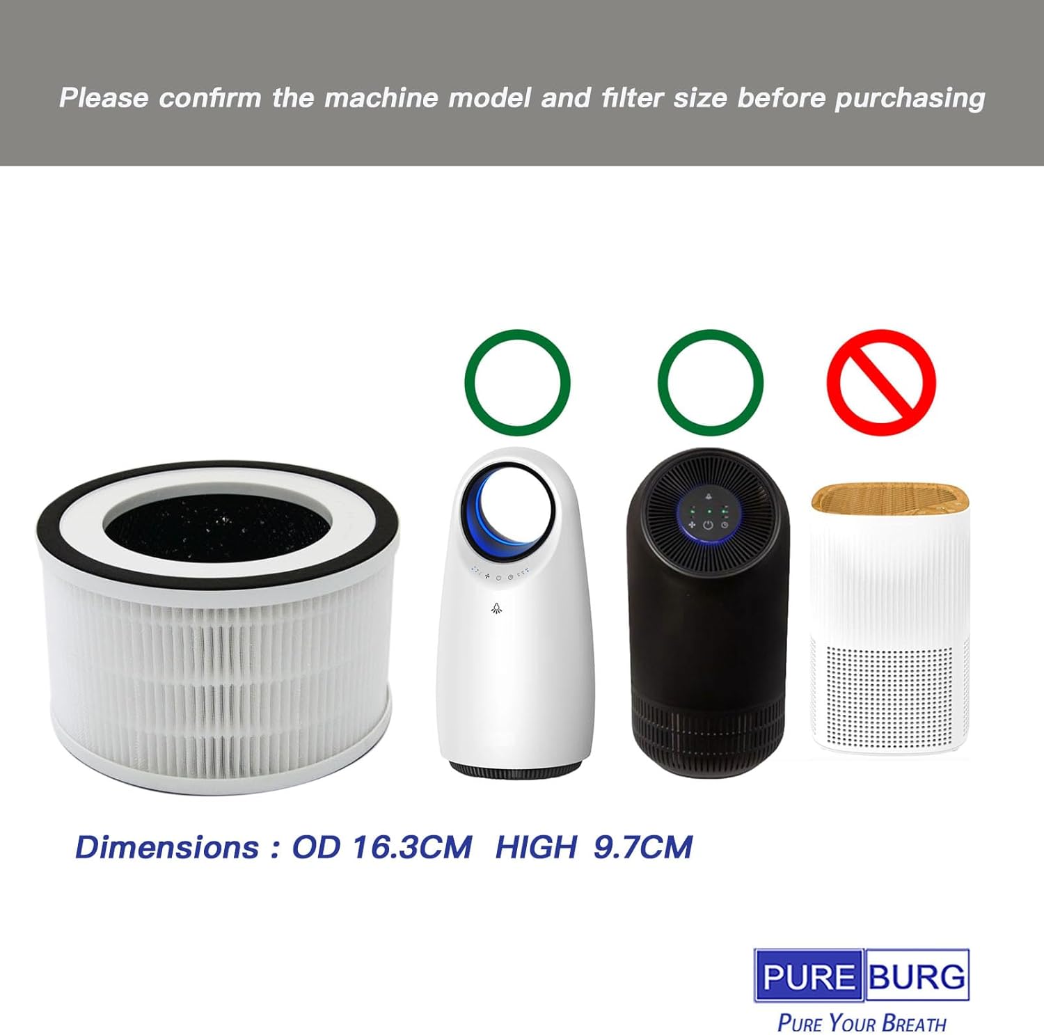 PUREBURG Replacement Filter Compatible with Afloia Fillo Halo Allo Air Purifiers & Mooka Allo Air Purifier,2-Pack H13 HEPA 4-Stage Filtration Activated Carbon - Image 2