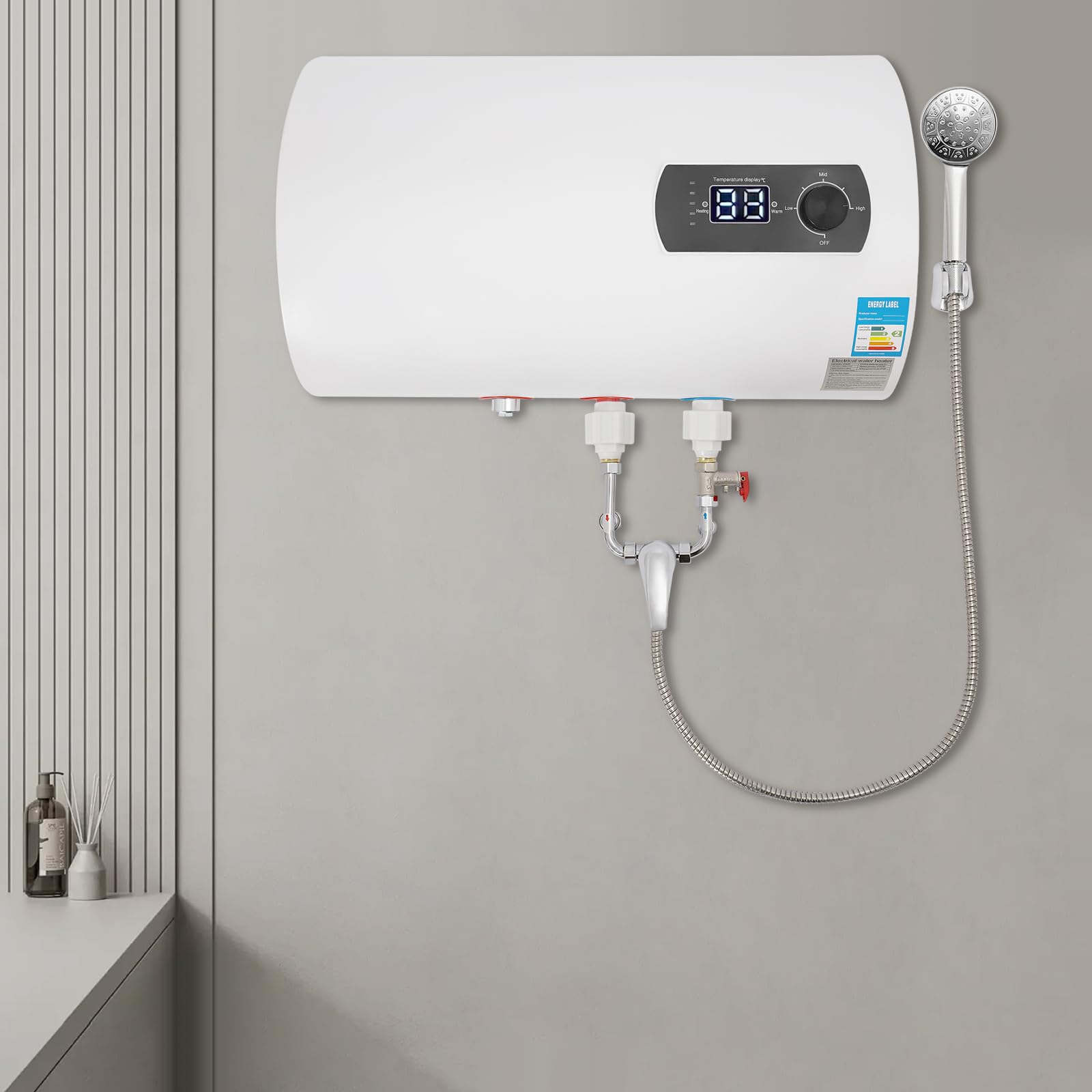Scaldabagno elettrico per serbatoio dell'acqua scaldabagno elettrico con doccetta e tubo doccia per cucine WC appartamenti bagno 2000 W