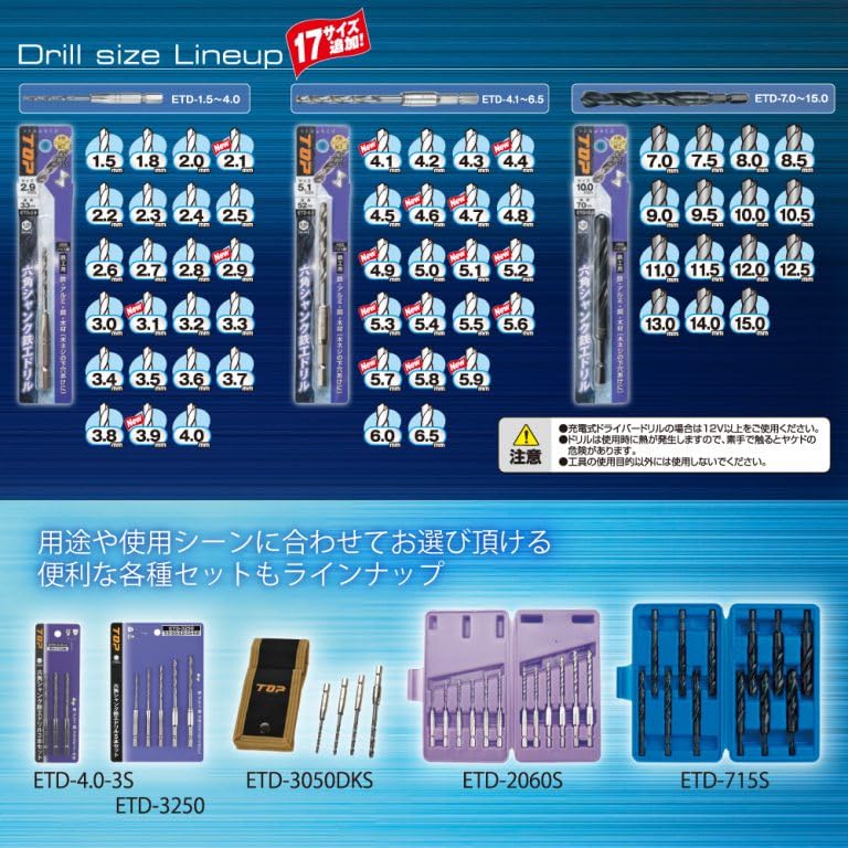 トップ (TOP) 電動ドリル用 六角シャンク 鉄工ドリル ドリル径10.0 鉄・アルミ・銅・木材対応 ETD-10.0 Amazon | トップ (TOP) 電動ドリル用 六角シャンク 鉄工ドリル ドリル