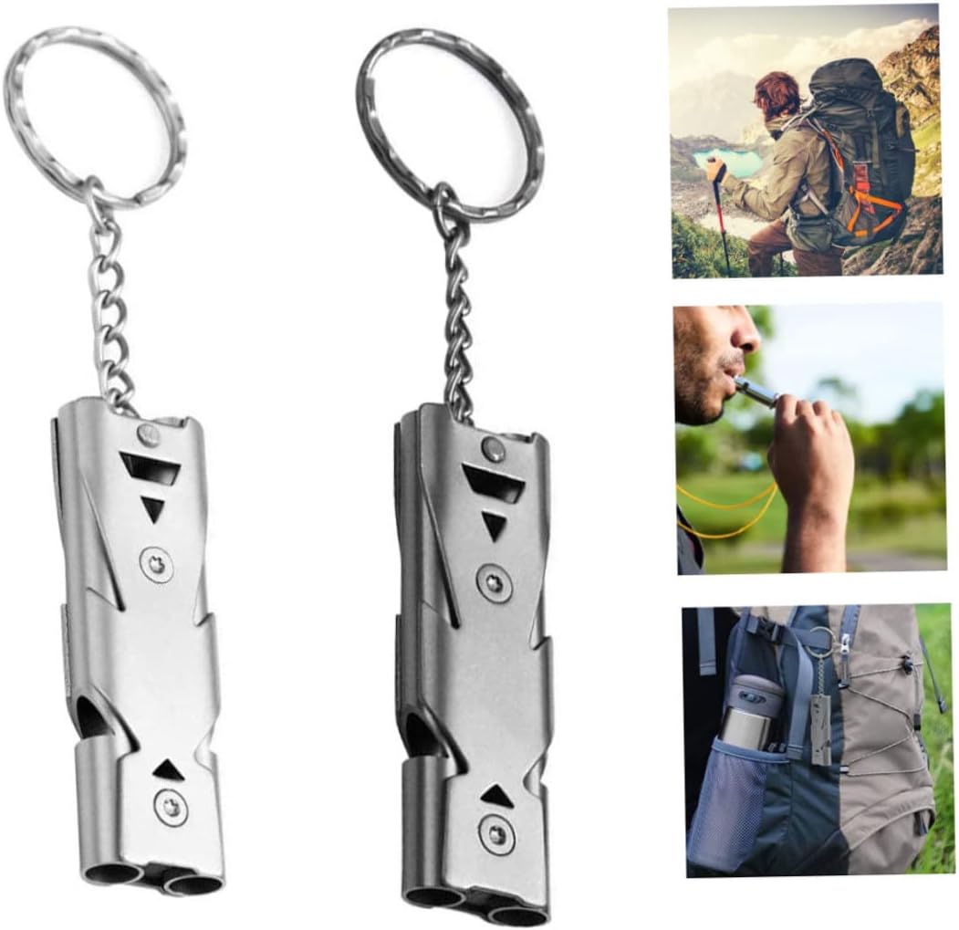Emergency Whistle Keychain Outdoor Double Tubes Signal Whistle for Camping Hiking 2PCS Outdoor Emergency Whistle Whistle : Sports & Outdoors