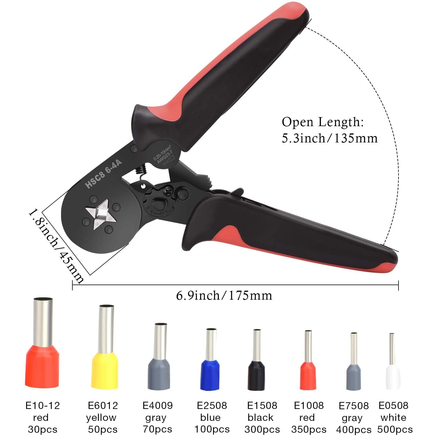 Wire Ferrules Terminals Kit Ferrule Crimping Tool Kit Assortment Wire Crimp Pin Terminal Connector Wire Ends Terminals (6-4 and 1640PCS Kit)