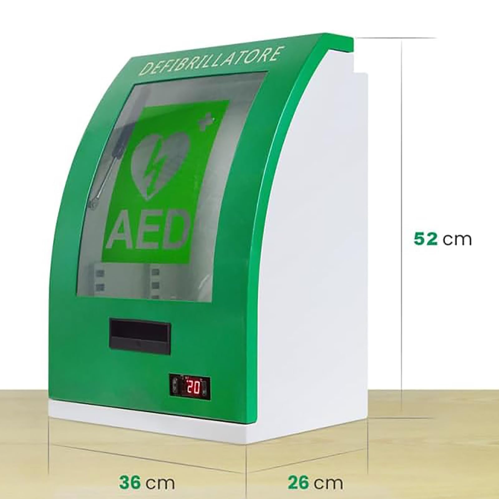 Wandmontierter AED-Defibrillator-Aufbewahrungsschrank, Herz-Defibrillator-Aufbewahrungsschrank aus Stahl mit Schlüssel und Alarm, einstellbare Trennwandposition, AED-Schrank für Zuhause, Schulen, Ve