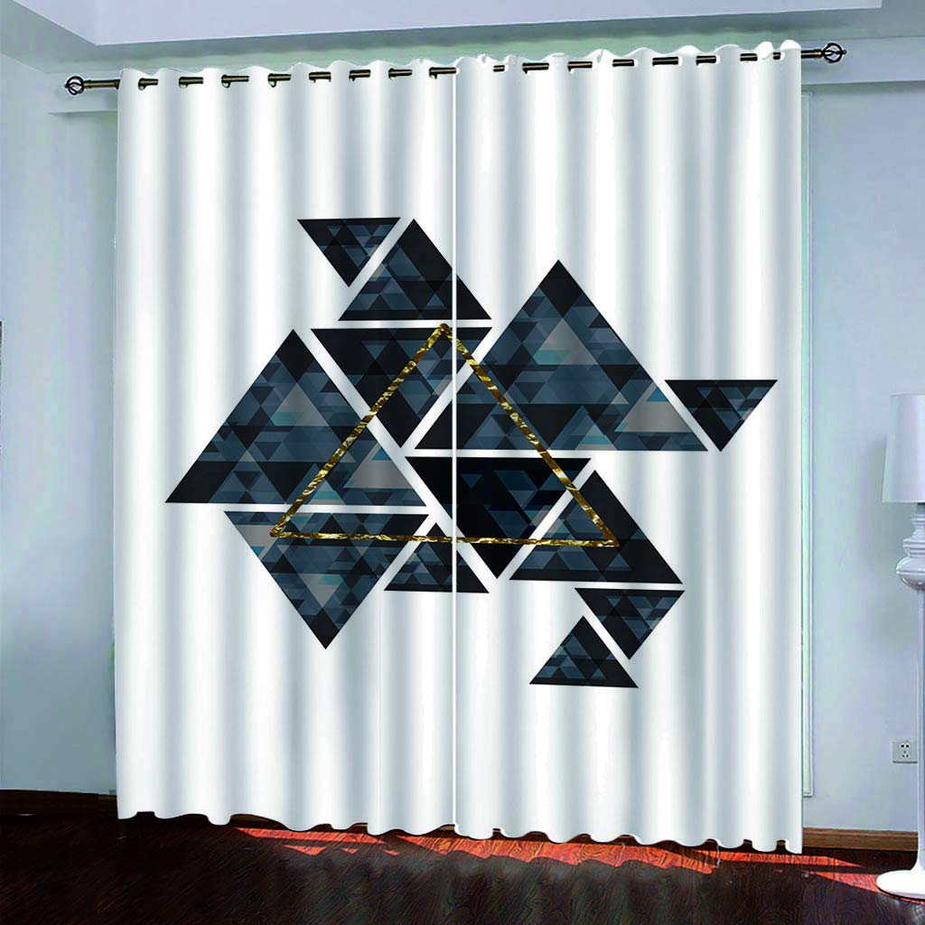 Maynuo Boys Curtains For Bedroom 3D Geometric Printing Pattern Printed Curtain For Kids Blackout Eyelet 110X62inch Pattern Thermal Insulated Room Window Draperies For Living Room